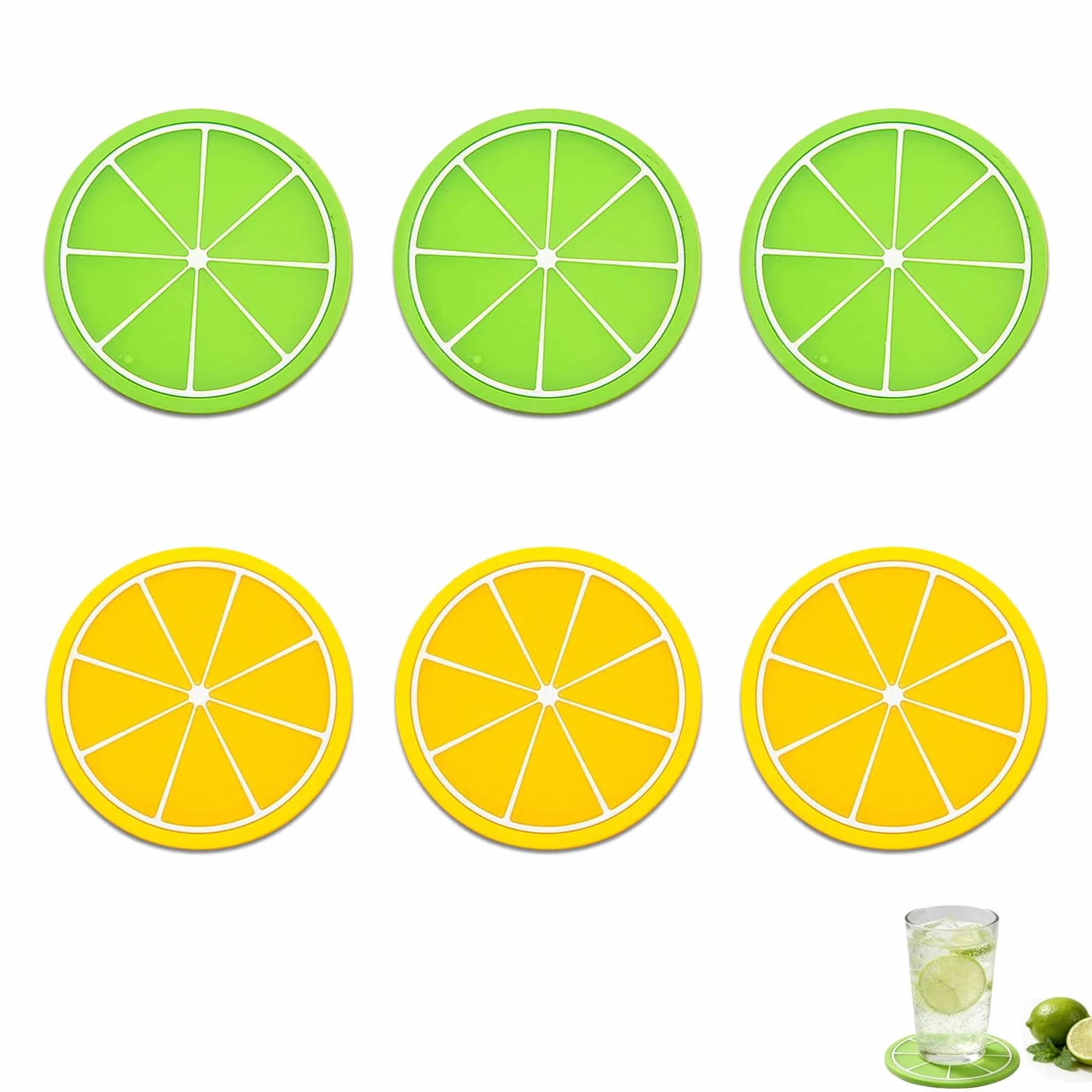 Posavasos Fruta Limón Goma Suave PVC Antideslizante Resistente Calor 8.8x8.8cm