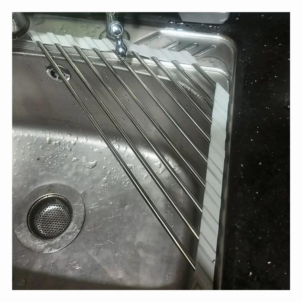 1 2 4 6 8 Paquetes Organizador de fregadero de esquina para cocina, escurridor de platos enrollable triangular sobre el fregadero, alfombrilla escurridora, soporte antideslizante para esponjas, estan