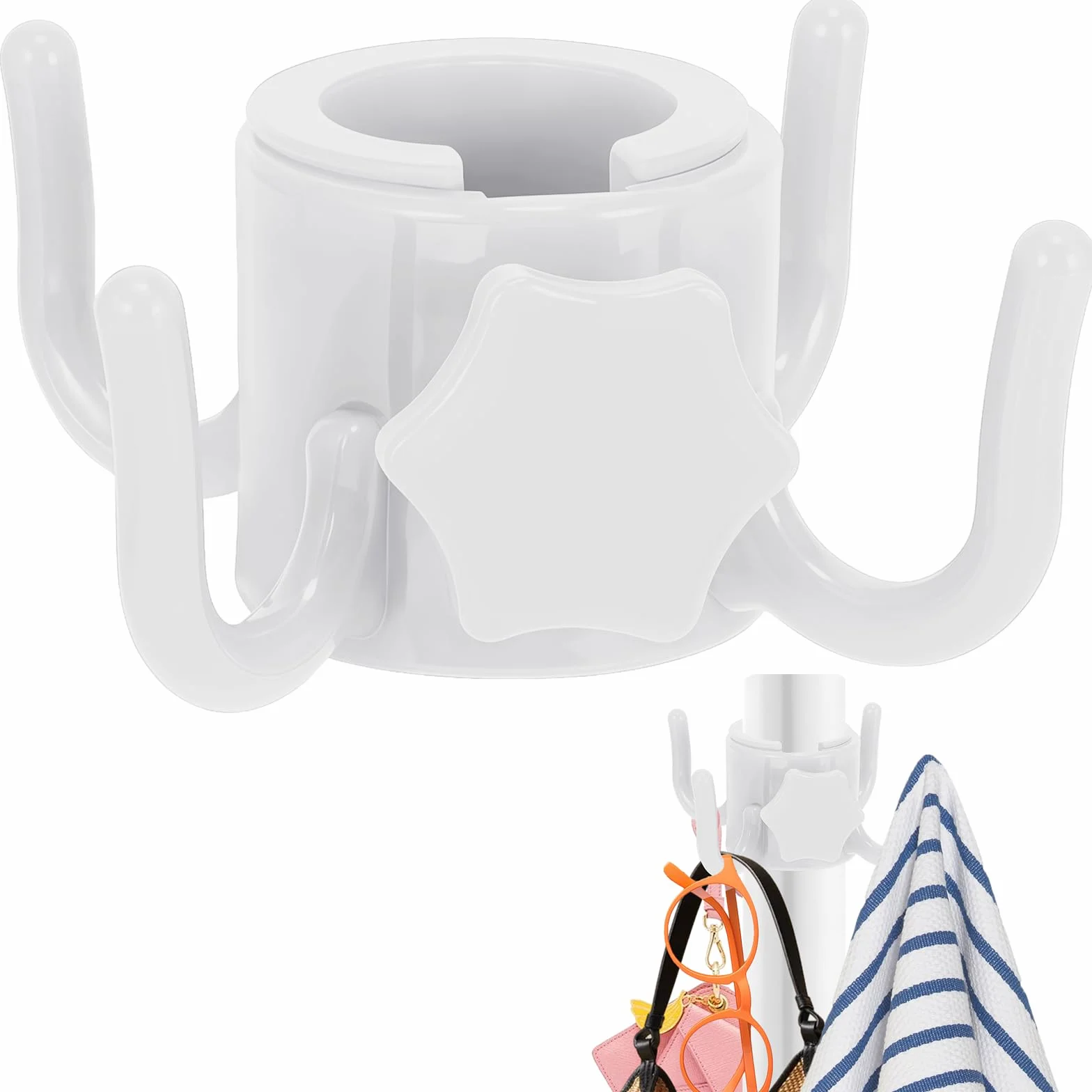 4 Puntas Gancho Para Colgar Sombrilla De Playa, Gancho Sombrilla Playa, Toallas, Ropa, Cámara, Gafas, Bolsos – Para Sombrillas De Sol Y Viaje, Blanco