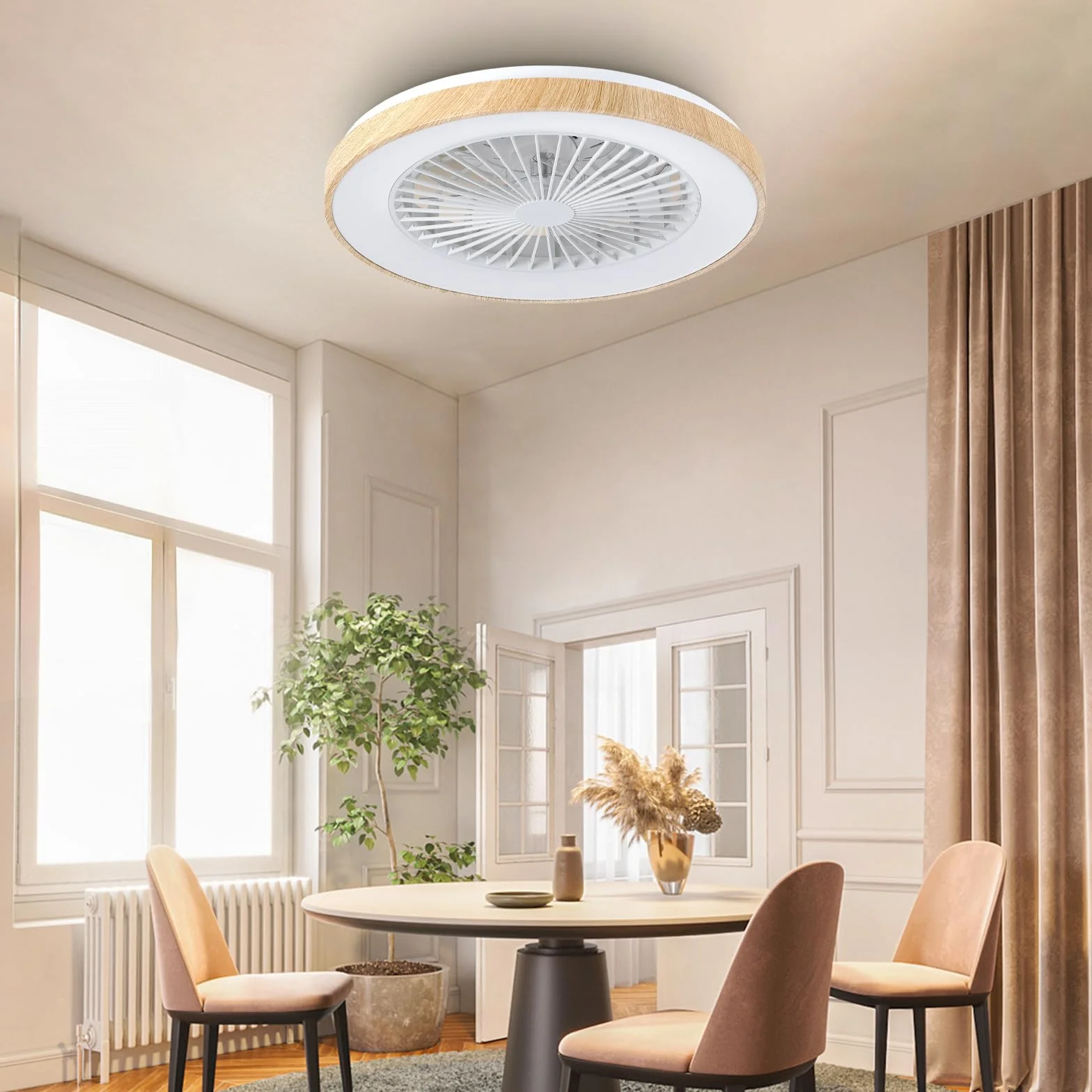 activeallbrite Ventiladores de techo, Motor DC 20W, Velocidad del Viento ajustable con Control Remoto, Adecuado Dormitorio, Habitación infantil.