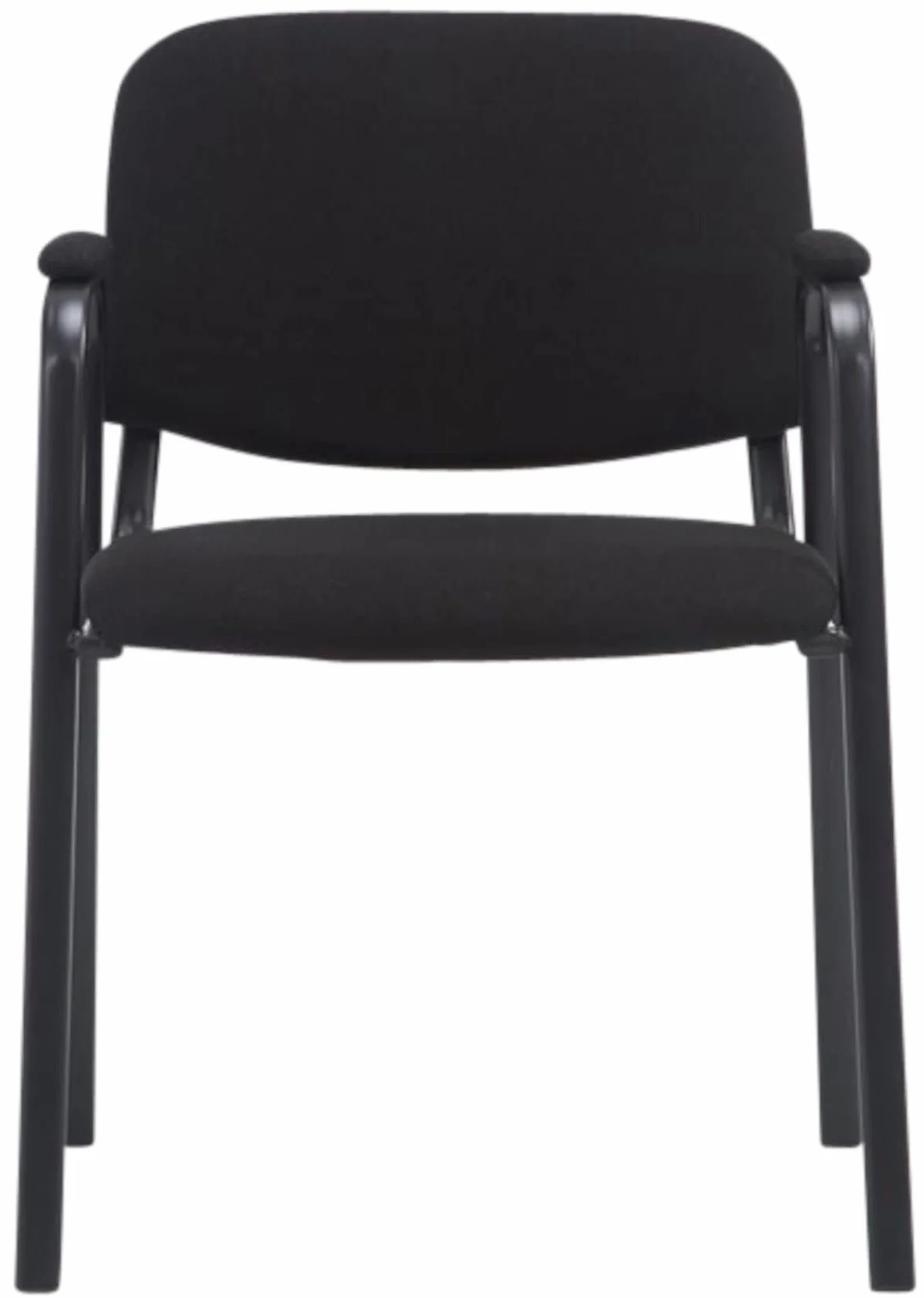 CLP Set 4 Sillas Apilables Ken Pro con Reposabrazos Acolchados de Tela, para Conferencia y Oficina, Estructura Negra Resistente 150 kg, Color:Negro