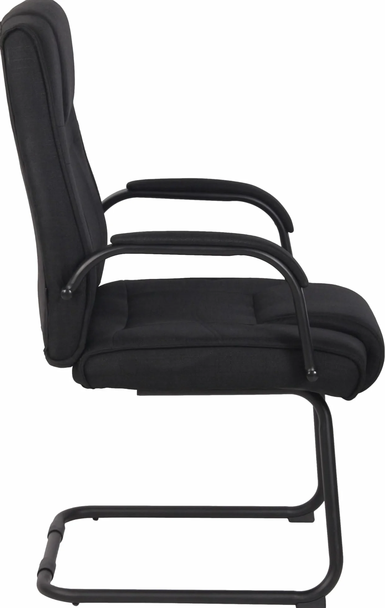Silla Cantiléver Attila Tapizada en Tela con Base de Metal y Reposabrazos, Negro