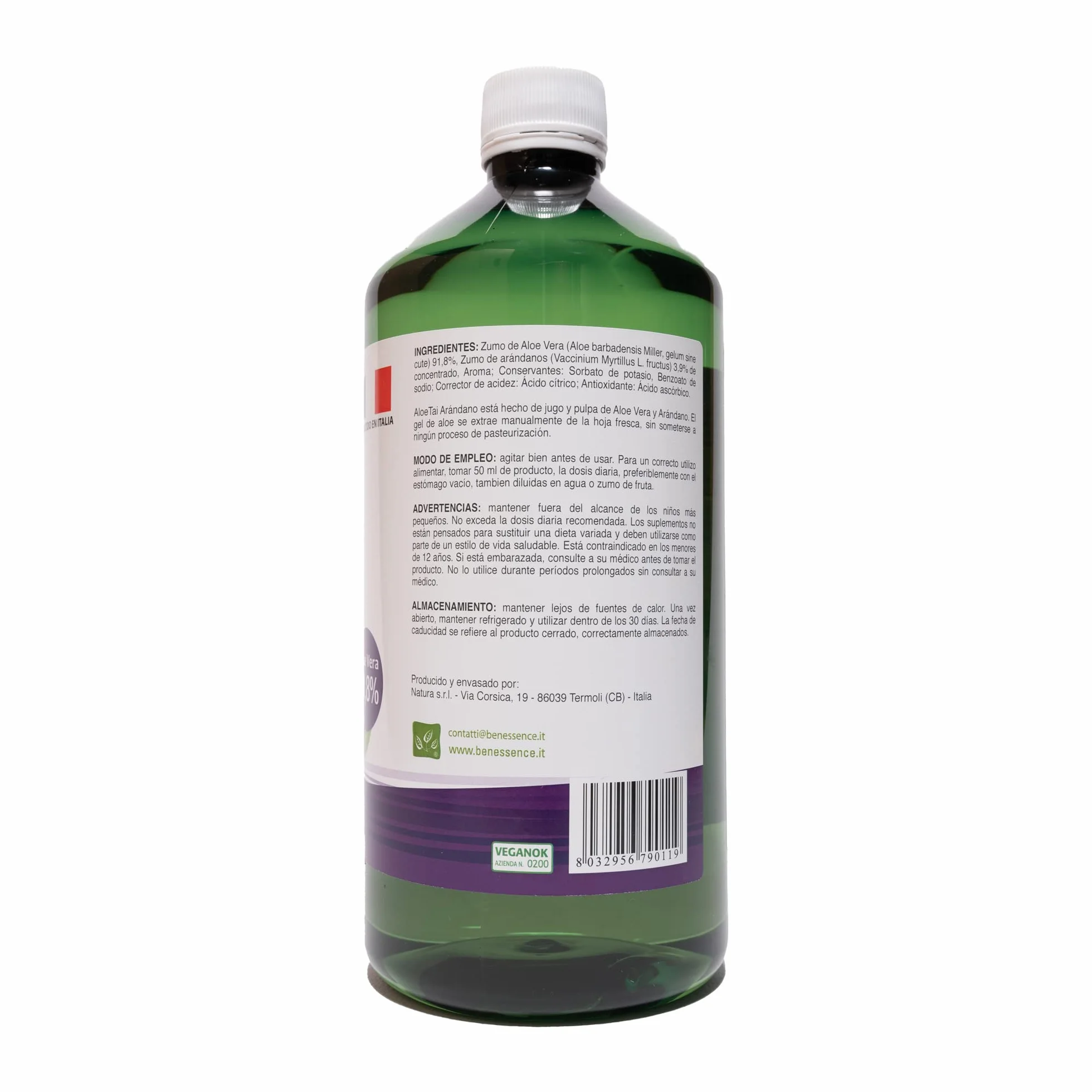 Benessence Jugo De Aloe Vera y Arándano 1 L
