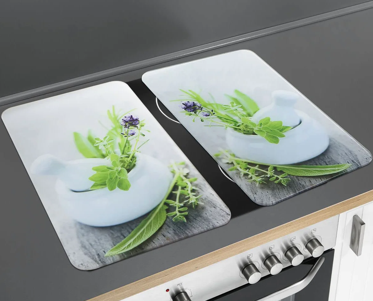 WENKO Placas protectoras cocina Mod Jardín de hierbas ajustable altura vidrio 30x52 cm juego 2