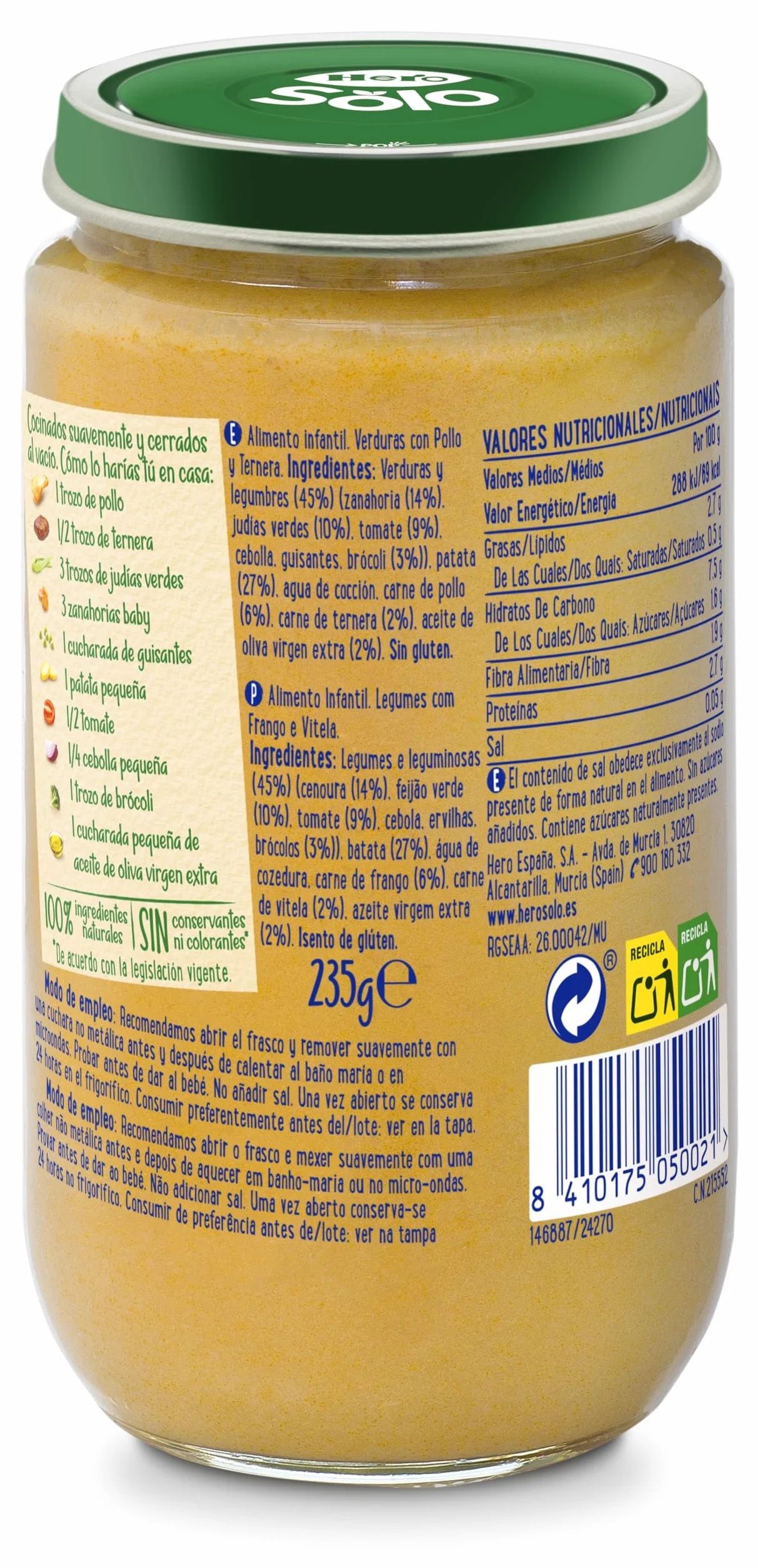 Hero Solo Caja Mixta de Carne Pack 18x235 g para bebés desde 6 meses