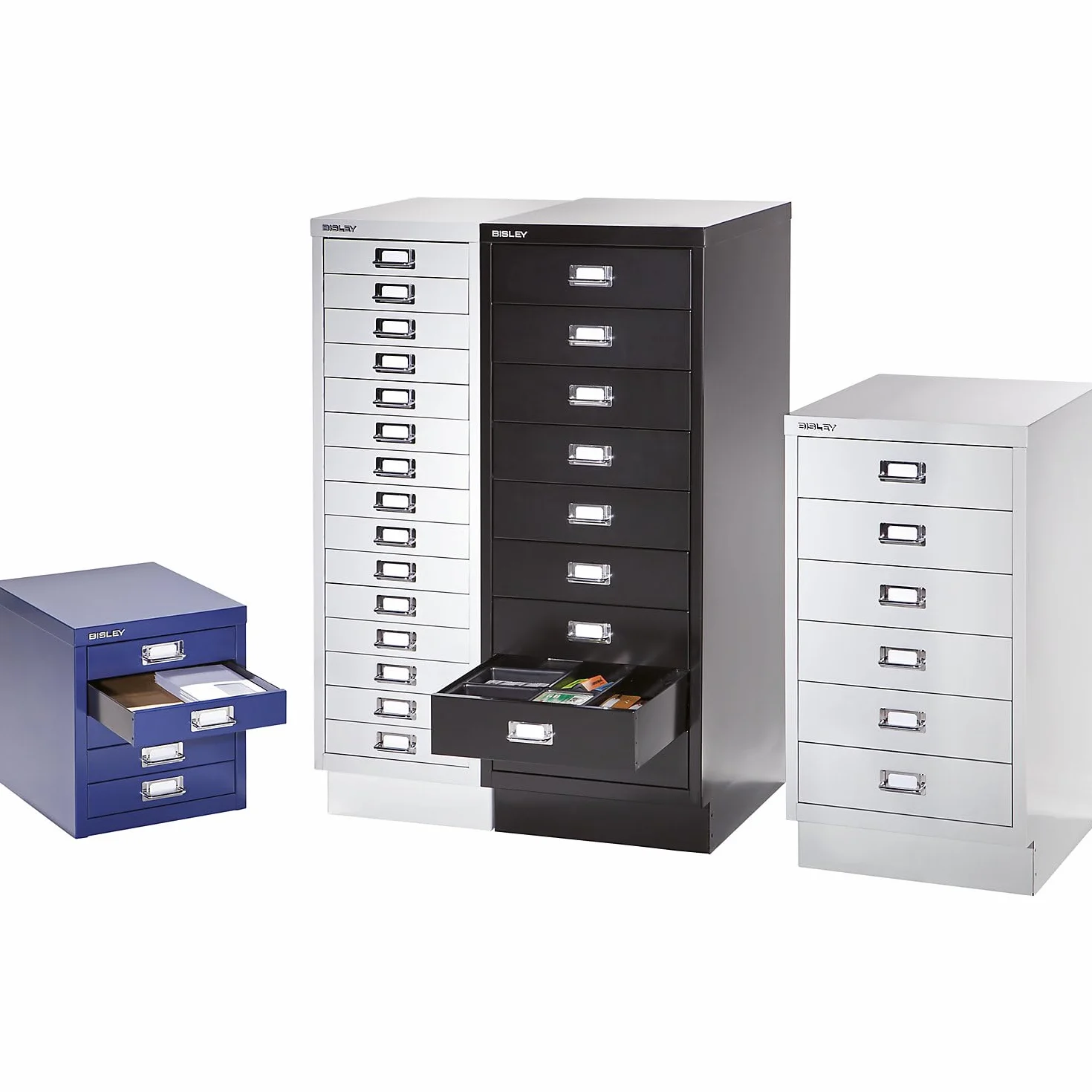 BISLEY | Serie 39 MultiDrawer™ | con zócalo | DIN A3 | 6 cajones | Rojo Cardenal | Negro.