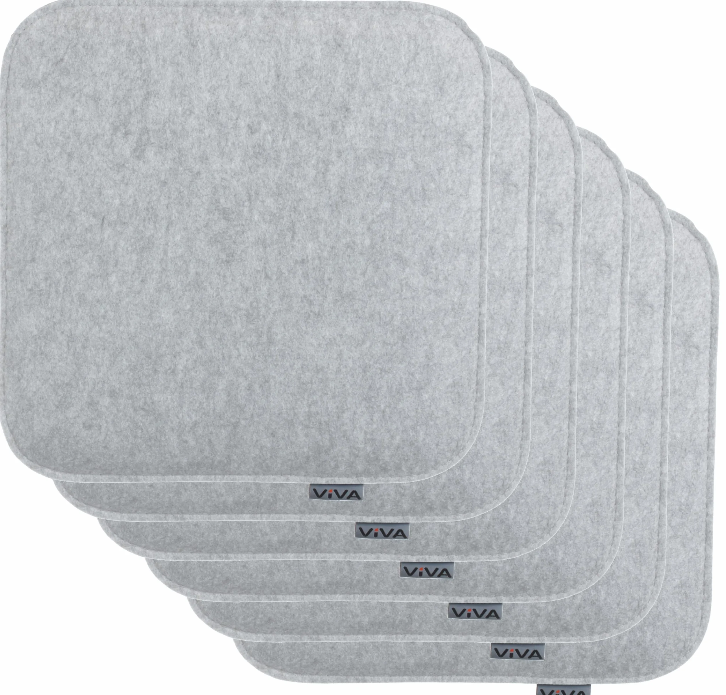 Juego de 6 Cojines de Fieltro para Sillas 35x35x2 cm Gris Claro