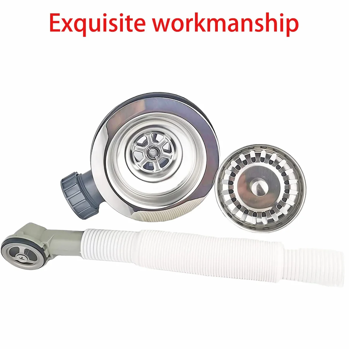 Qrity Fregadero Cocina 114 mm Colador Cesta 1½" Desagüe Rebosadero Acero Inoxidable