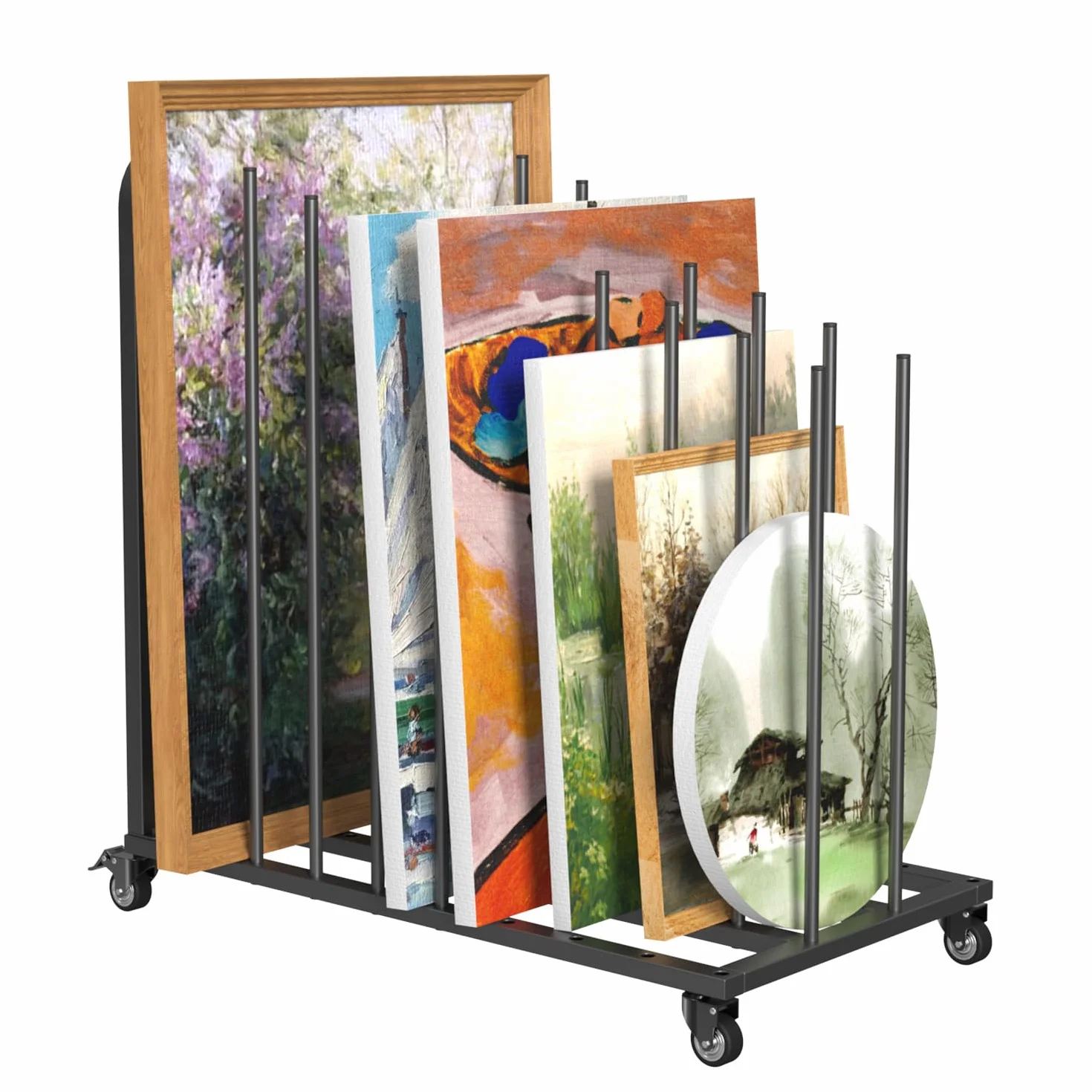 uyoyous Estante de secado de arte móvil 80 × 83 × 45 cm estante de secado para arte intervalo ajustable estante de secado de arte con ruedas freno para lienzos de arte, obras de arte, impresión
