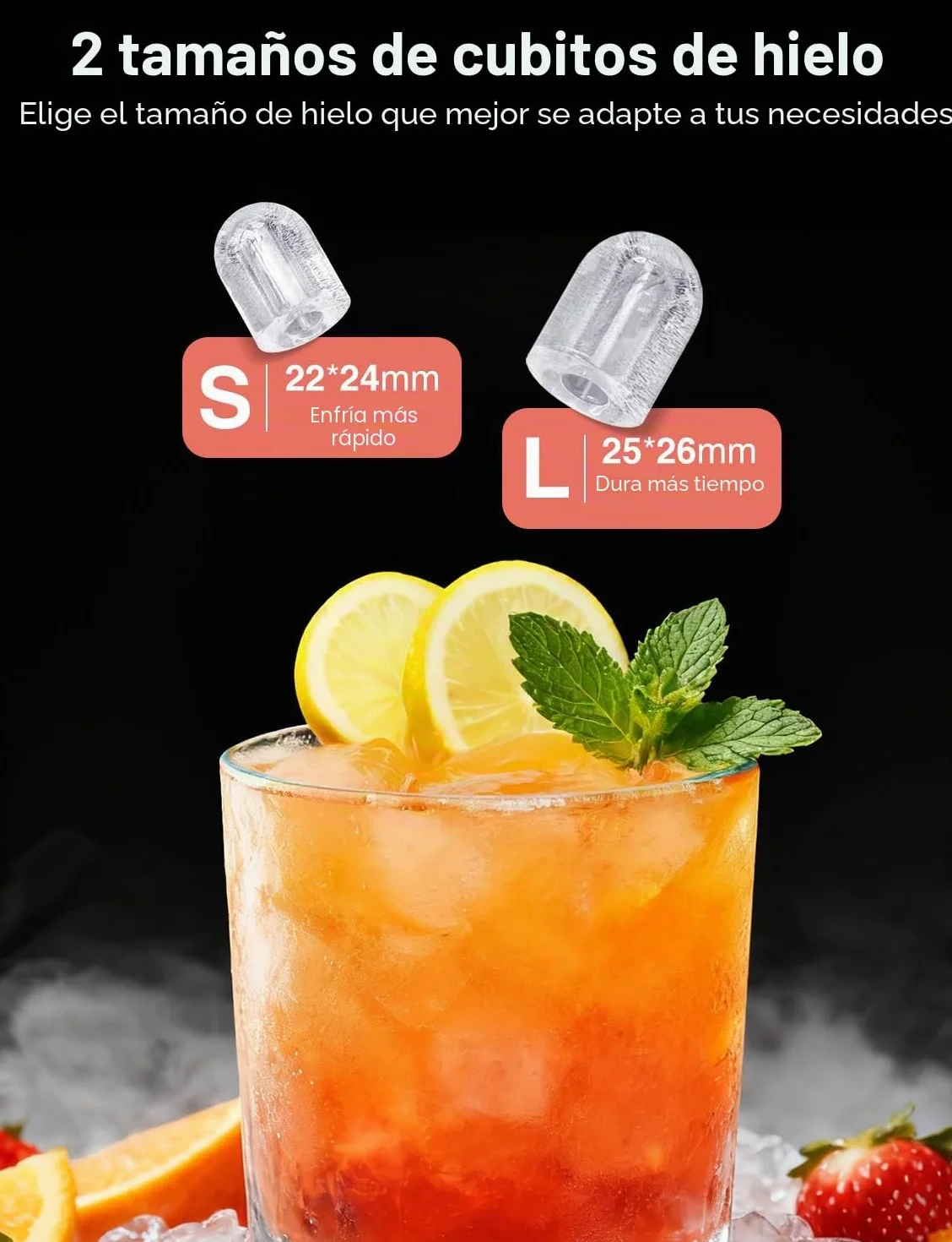 Crownful Máquina de Hielo Portátil, 6 Minutos 12kg/24h, Autolimpieza, 2 Tamaños de Cubitos, con Asa y Visor, para Casa, Cocina, Oficina, Bar y Camping en 2026