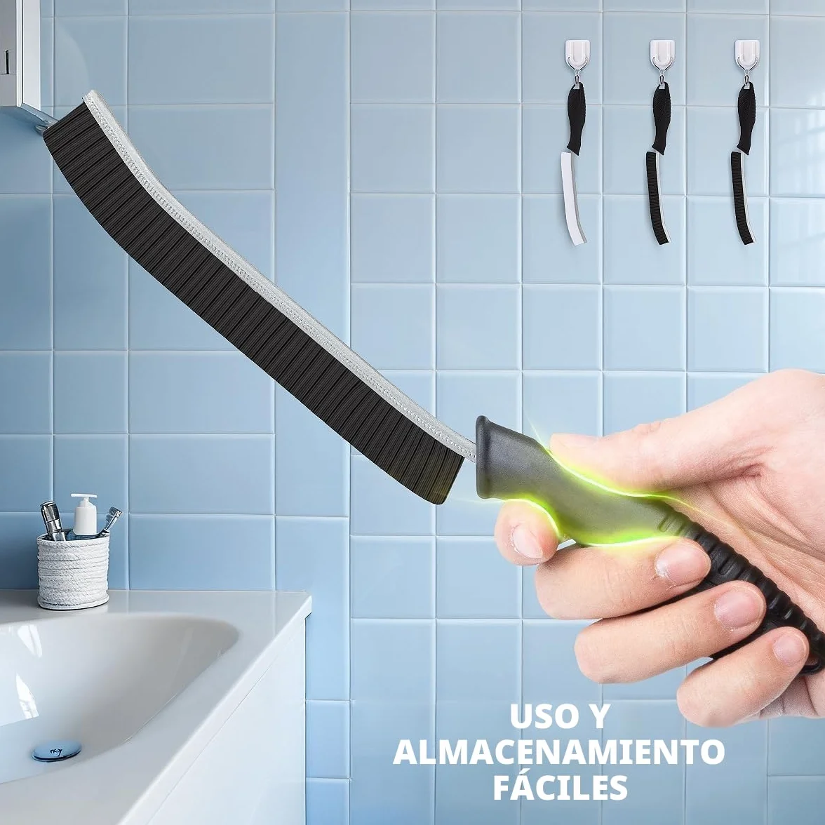TQRR Cepillo de Cerdas Duras para Limpieza de Grietas, Cepillo para Lechada, Herramientas de Limpieza para Inodoro, Baño, Hogar, Bañera, Fregadero, Hogar, Ventana (3, Negro)