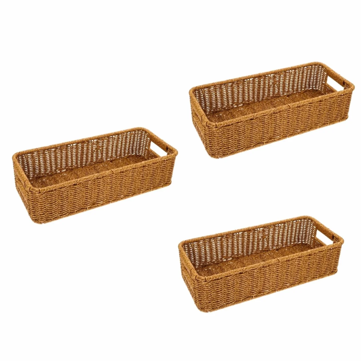 PRETYZOOM 3 Piezas Cesta De Cubiertos De Ratán Organizador De Cubiertos De Cajón Cestas Tejidas Cajón De De Encimera Canastas Nido Decorativas Cubertero De Mimbre Ratán De Plástico
