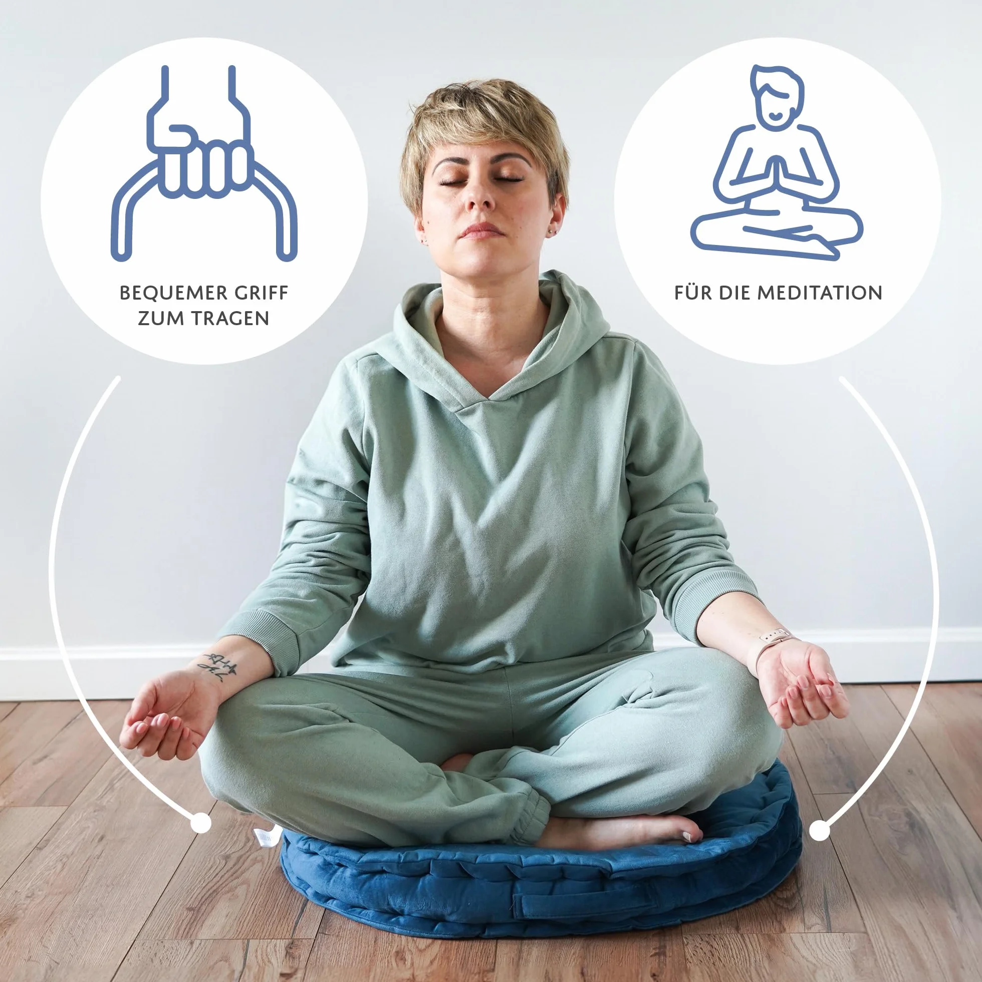 Cojín de meditación Yoga Zafu redondo ergonómico para relajación ejercicios bienestar interior exterior