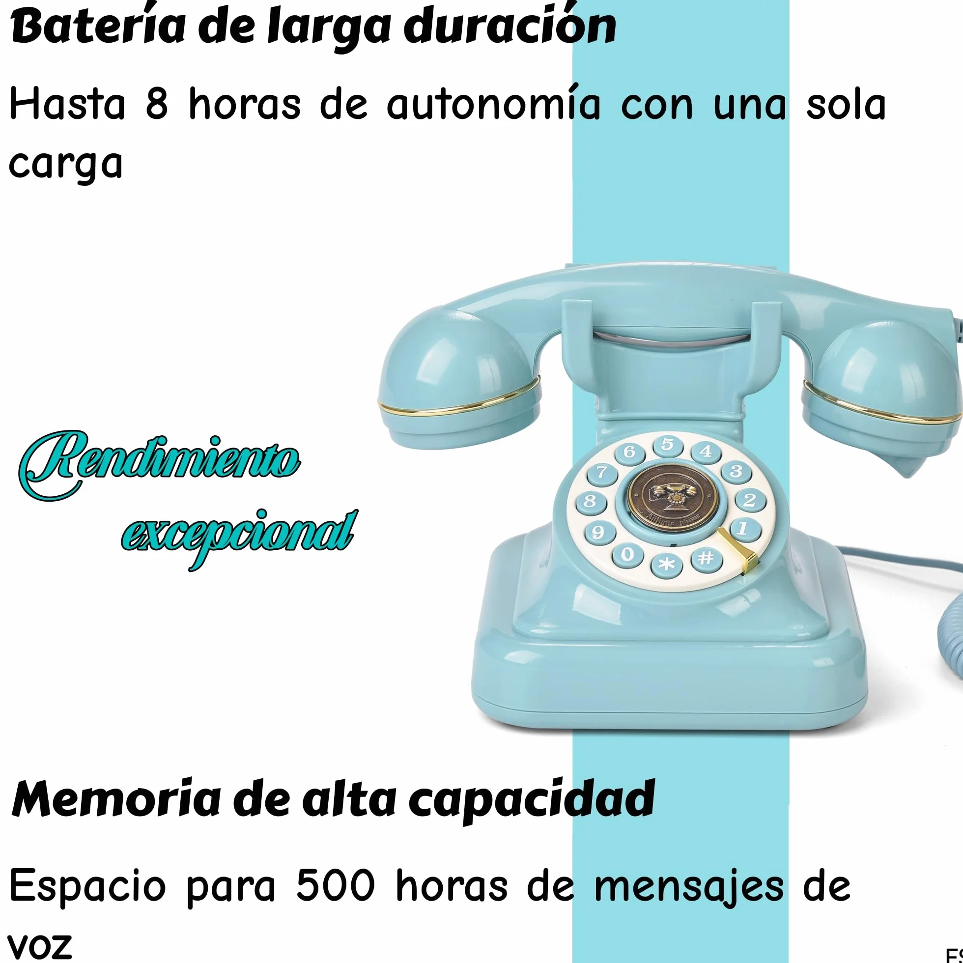 RetroVox Libro de visitas de Audio para Bodas con Forma de teléfono Azul