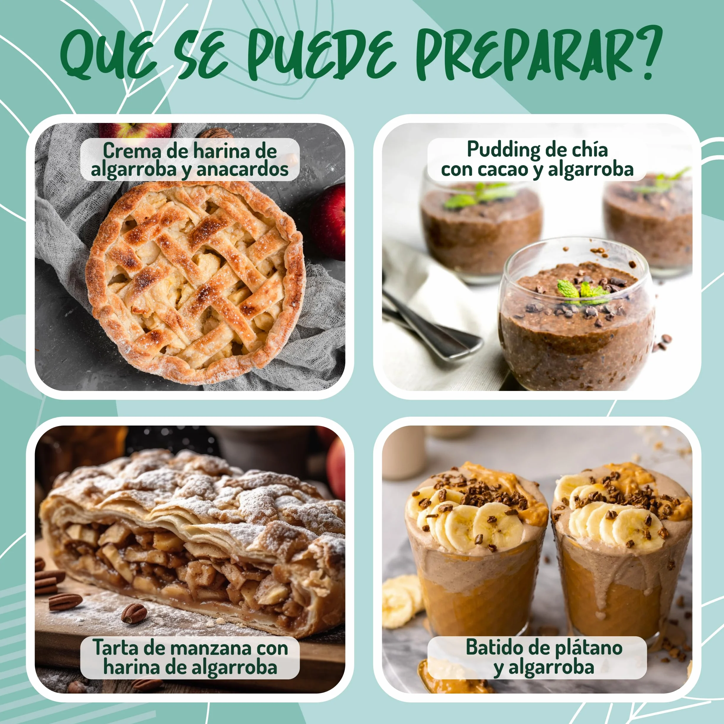 Harina de Algarroba Ecológica 500g - Sin Gluten, Orgánica, en Polvo para Helados