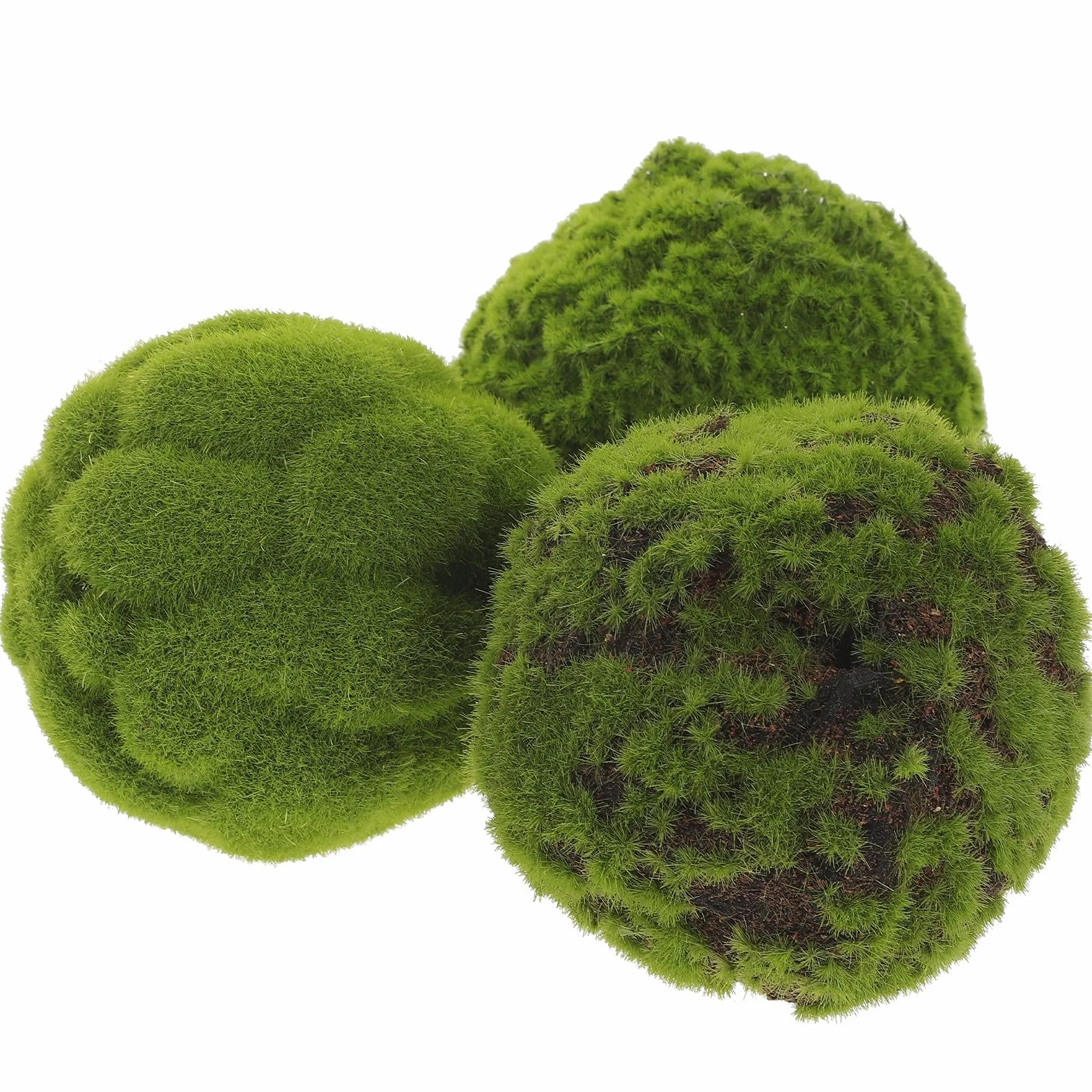 3 Bolas de Musgo Artificiales Verdes para Colgar en Interiores, Decoración Práctica y Natural Fibra y Espuma, Adecuado Hogar