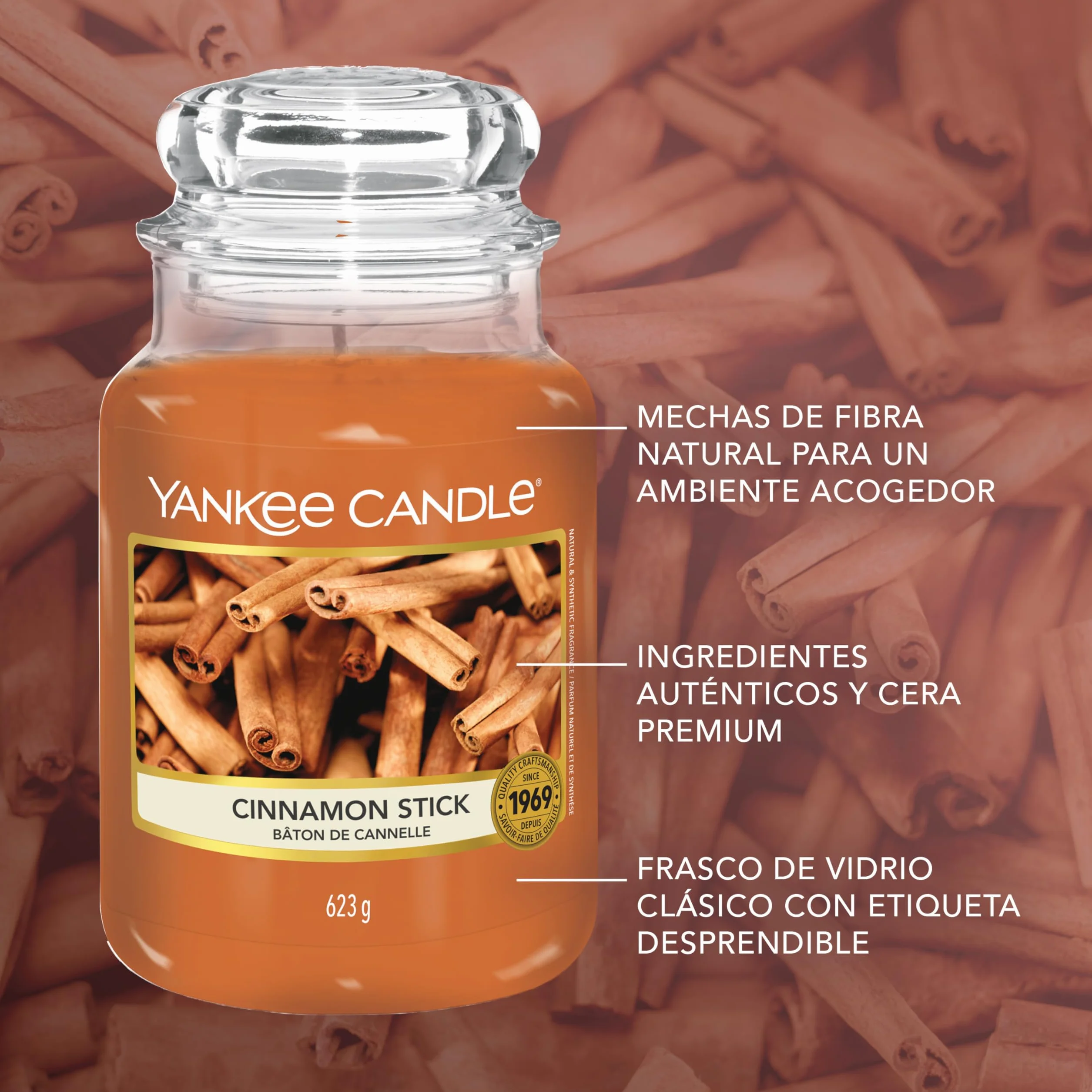 Yankee Candle Vela perfumada Cinnamon Stick tarro grande 150 h Regalo mujer