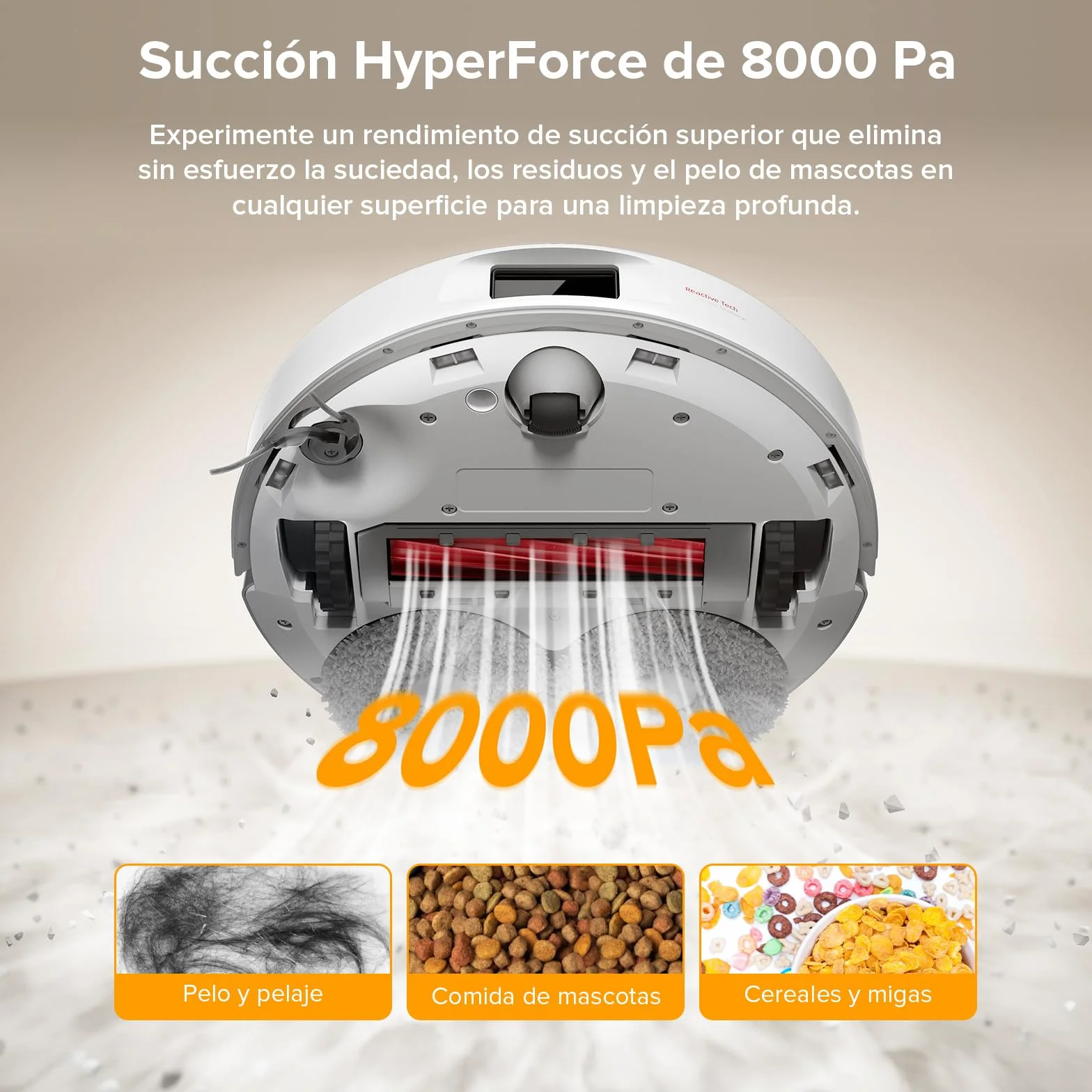 roborock Robot Aspirador QV 35A Set, 8000Pa de succión, Dos mopas giratorias elevables, cepillos antienredos, tecnología reactiva para Evitar obstáculos, navegación y mapeo,Blanco