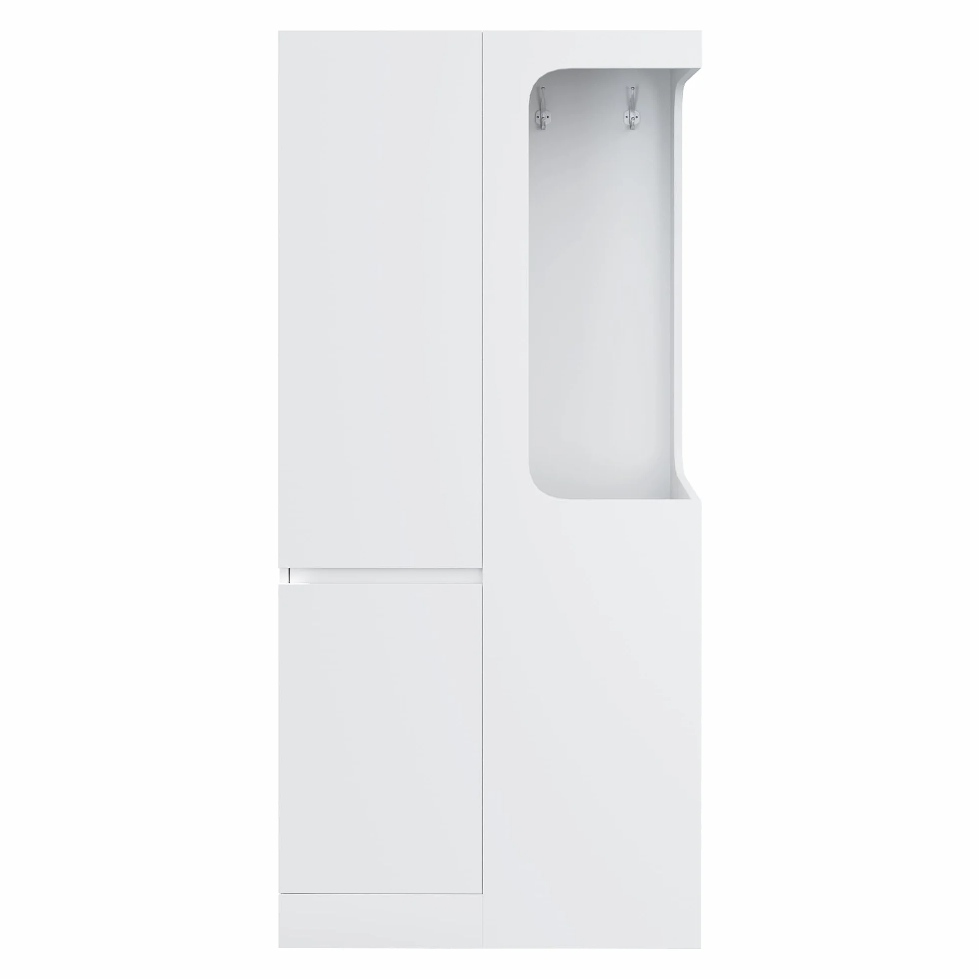 Armario, con cajones y compartimentos de almacenamiento, área abierta para ropa, una puerta (Blanco-1)