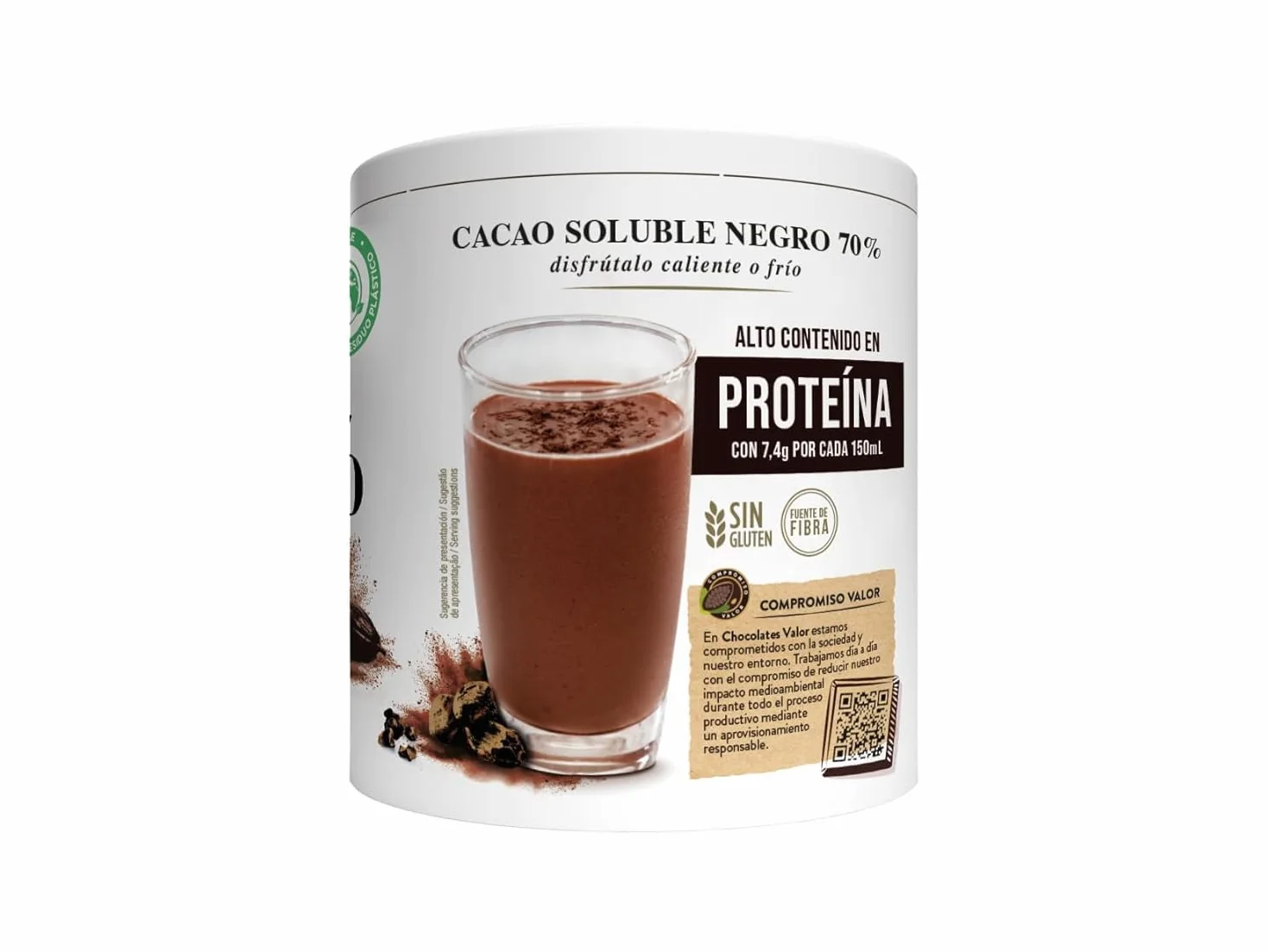 Valor Cacao Soluble Negro Intenso 70% Sin Gluten 300 Gramos