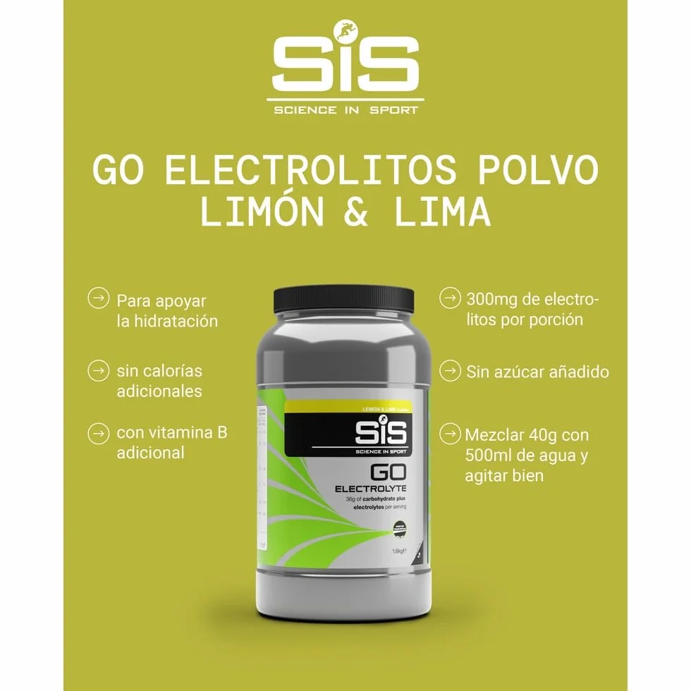 Science in Sport GO Polvo Electrolítico 1,6kg Limón Lima, Vegano - Bebida isotónica con electrolitos y carbohidratos
