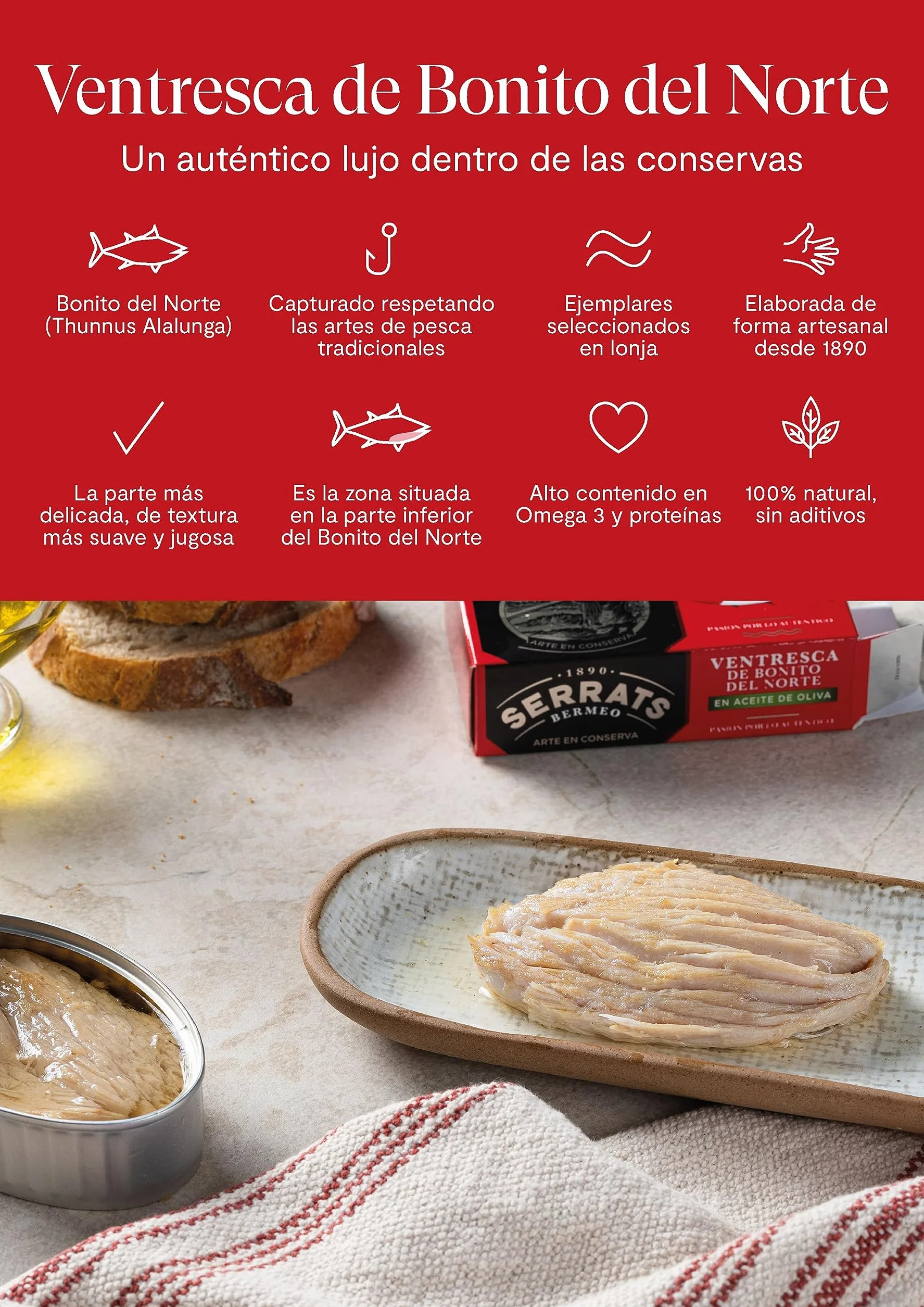 Conservas Serrats Ventresca de Bonito del Norte Aceite de Oliva 115g