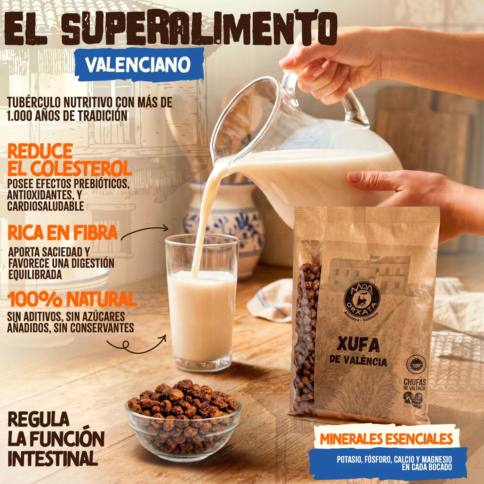 Chufa Tradicional De Valencia 1KG - Món Orxata Denominación De Origen Certificada, Secado Natural, Ideal Para Horchata Sin Azúcar