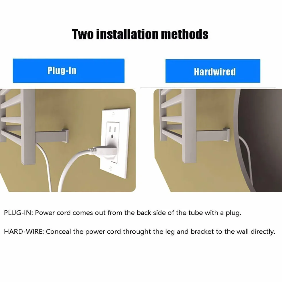 Calentador de Toallas Pared, Oro Rosa Toallero Eléctrico Baño 304 Acero Inoxidable Bajo Consumo 88W Toallero Calentado, Radiador Calientatoallas de Toallero para Baño, 80×50cm,Hardwired