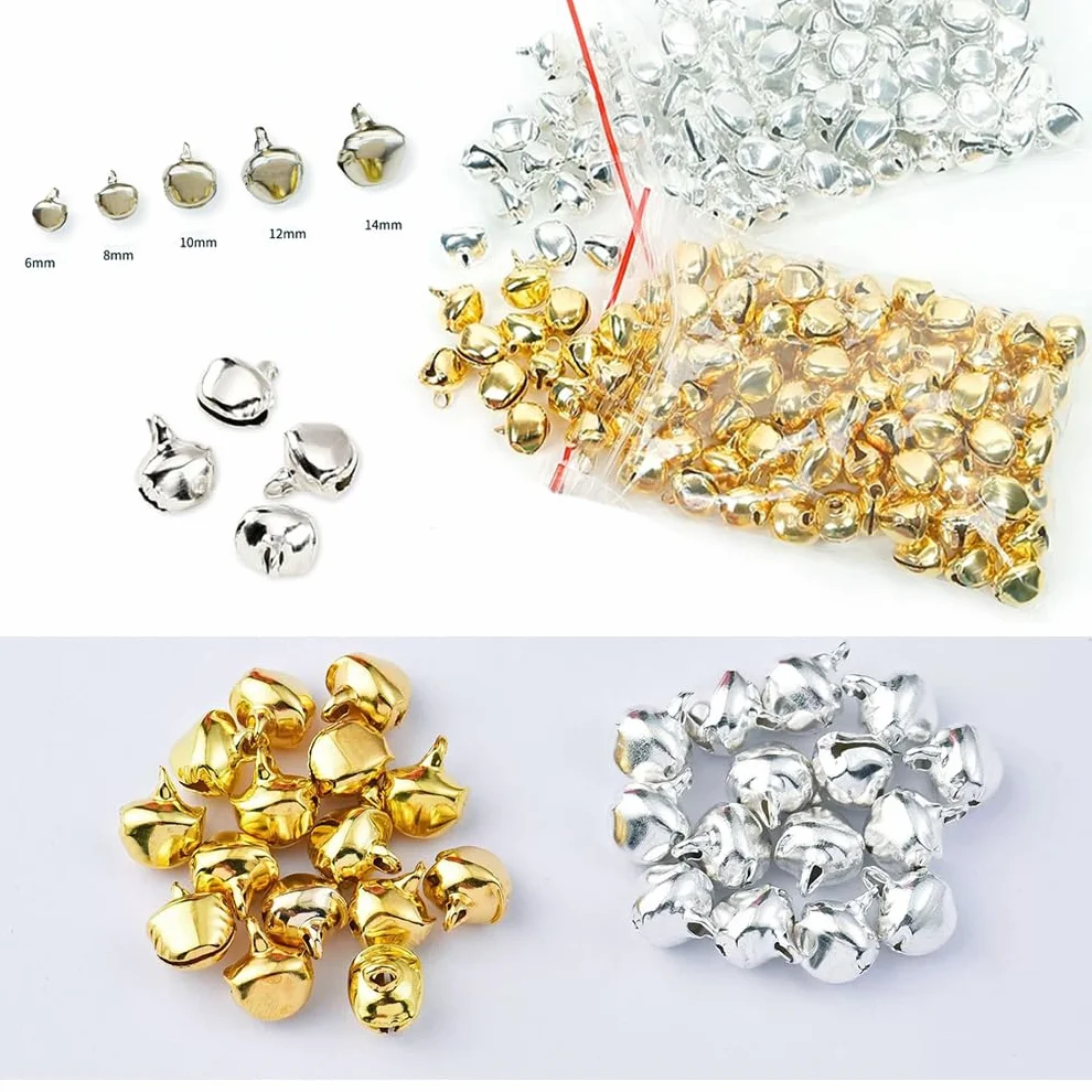 Campanas de metal de cobre para manualidades, 200 piezas, sonido claro, protección contra el óxido