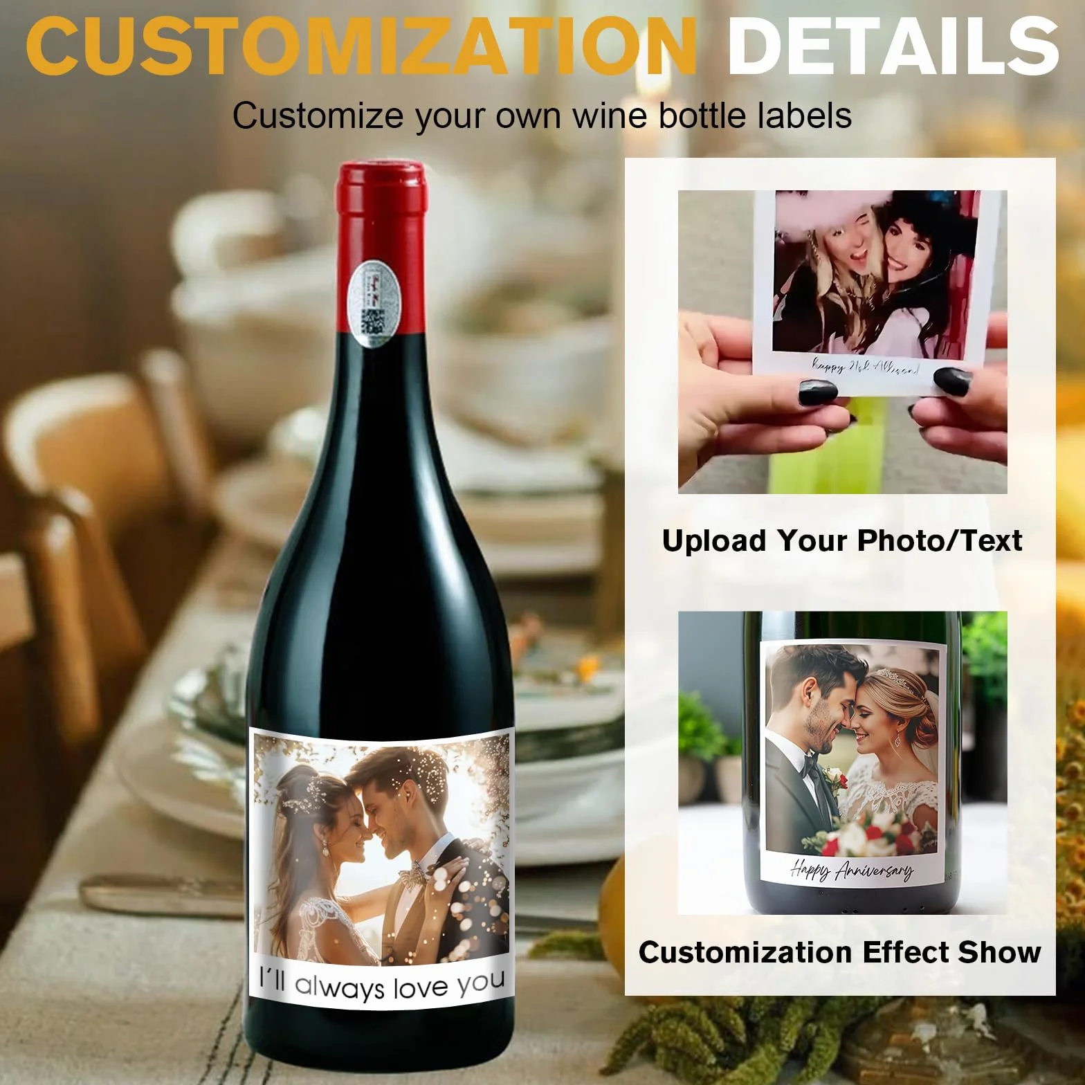 Etiquetas personalizadas para vino, pegatinas de vinilo impermeable pack 16 unidades