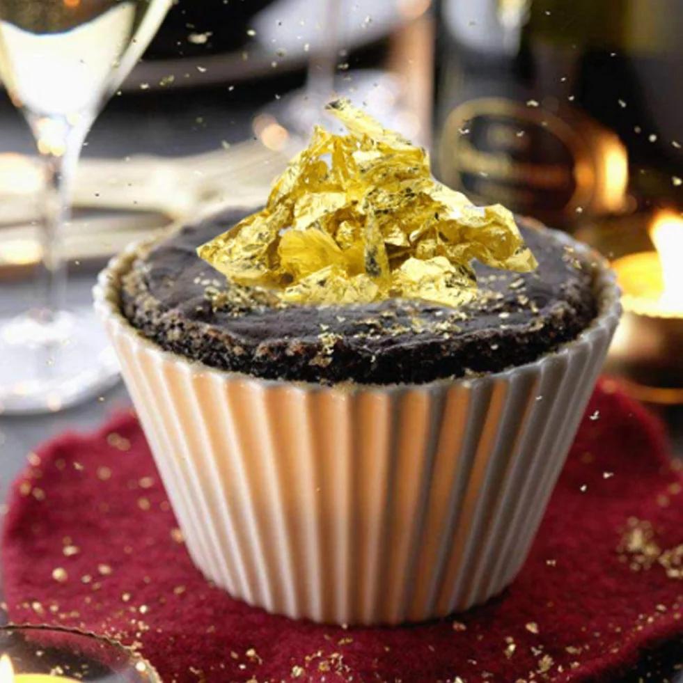 2 Botellas Copos de Oro Comestible para Decoración de Pasteles, Chocolates, Postres y Bebidas
