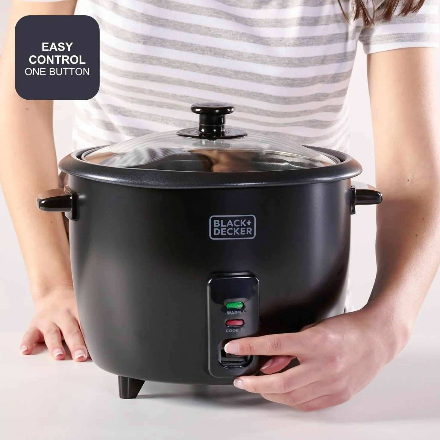 BLACK+DECKER Arrocera Eléctrica BXRC1800E 700W 1,8L 7 Raciones Antiadherente Negro