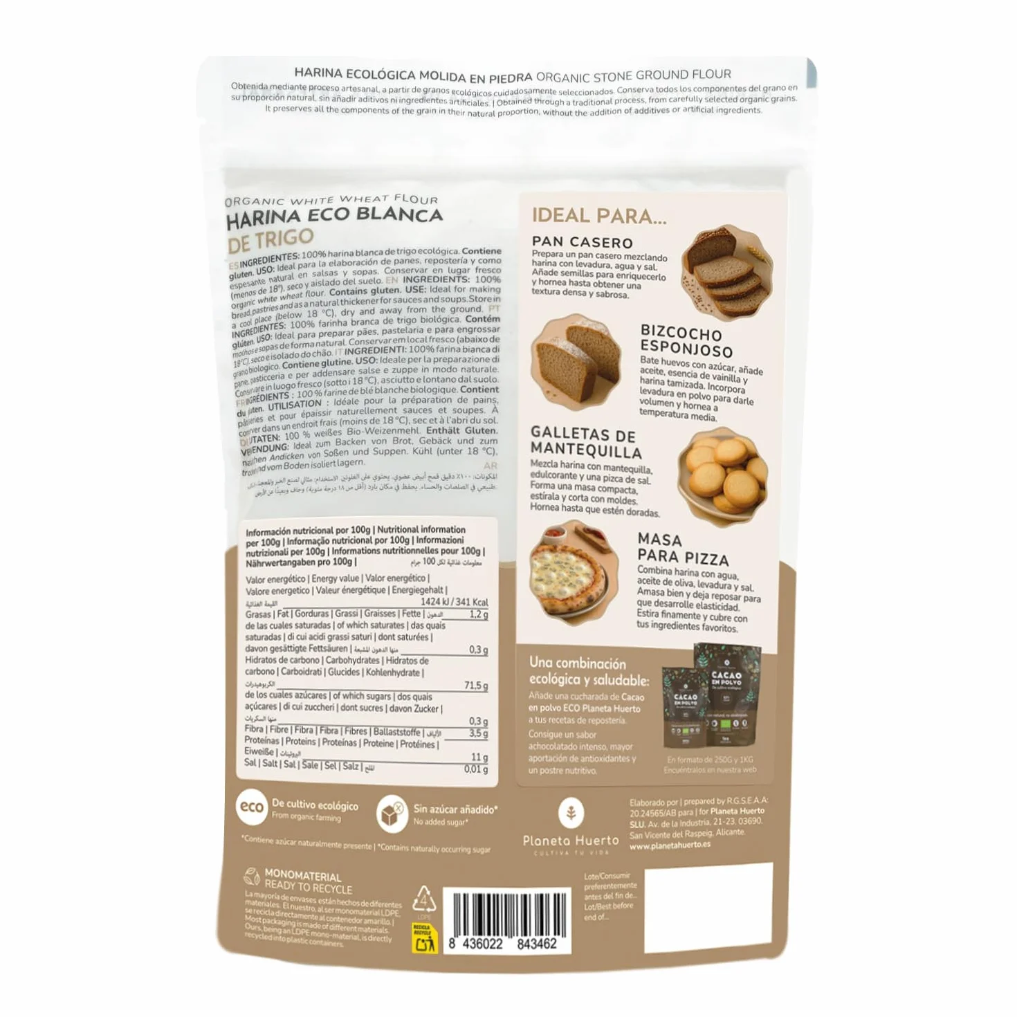 Harina Blanca de Trigo Eco 800 g – Harina Ecológica para Horneados