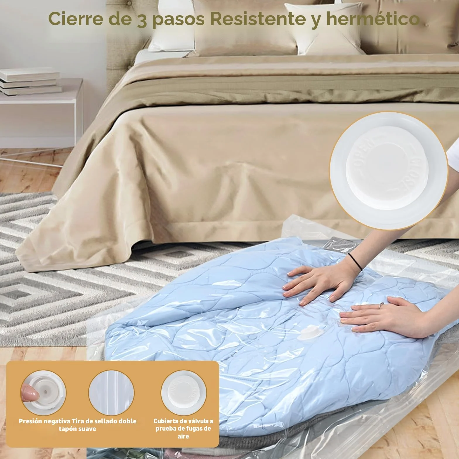 Bolsas colgantes de almacenamiento al vacío, 4 bolsas ahorradoras de espacio para ropa
