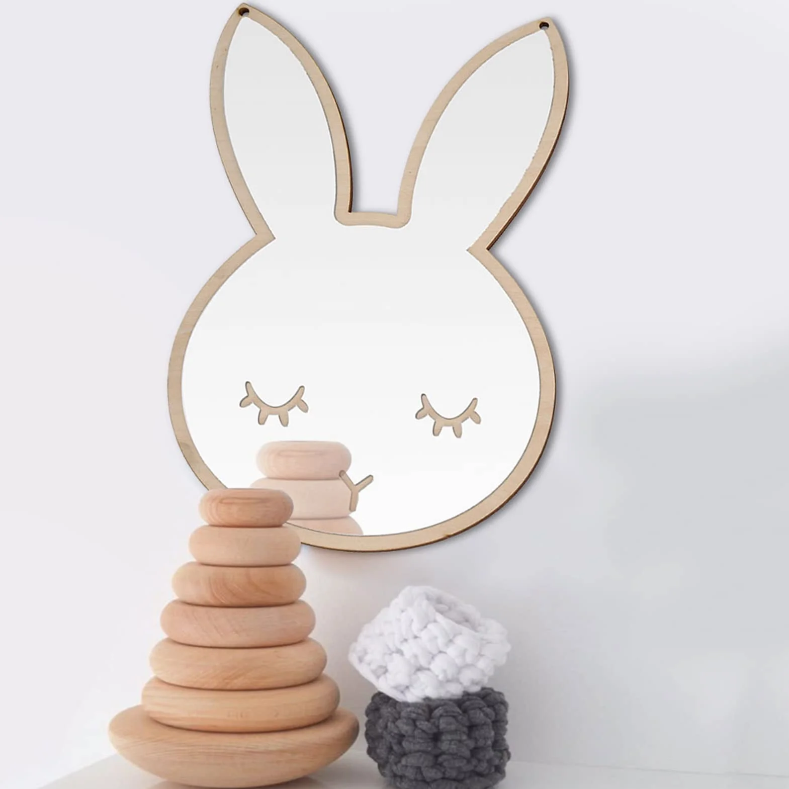Espejo de Dormitorio para Niños, Espejo de Decoración de Estilo Nórdico para Habitación de Niños, Espejo de Pared con Forma de Nube de Conejito, Espejo, Dormit (Conejo)