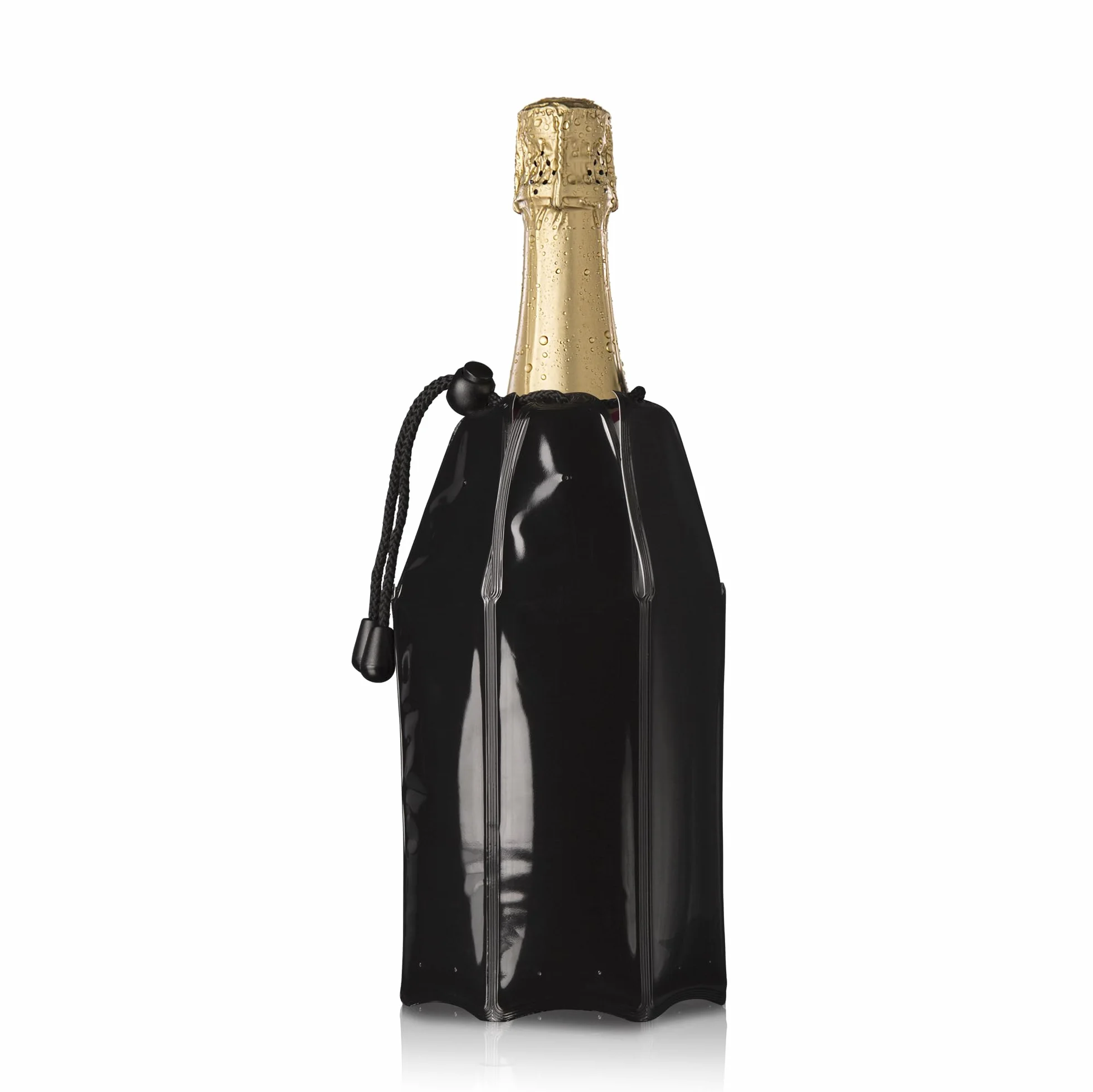 Vacu Vin Enfriador de Champagne Flexible - Funda Reutilizable Negra para Enfriamiento de Botellas de Champagne Estándar