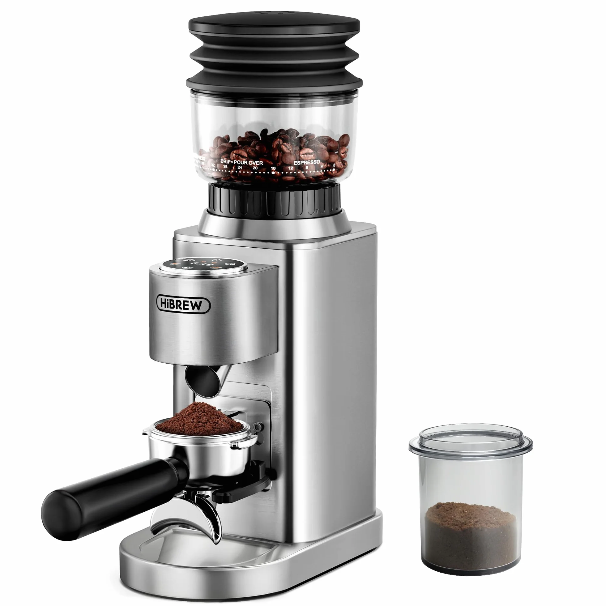Molinillo de café eléctrico HIBREW G7-48 ajustes precisos para espresso/filtro/café, control de porciones y antiestático, molinillo cónico para café recién molido