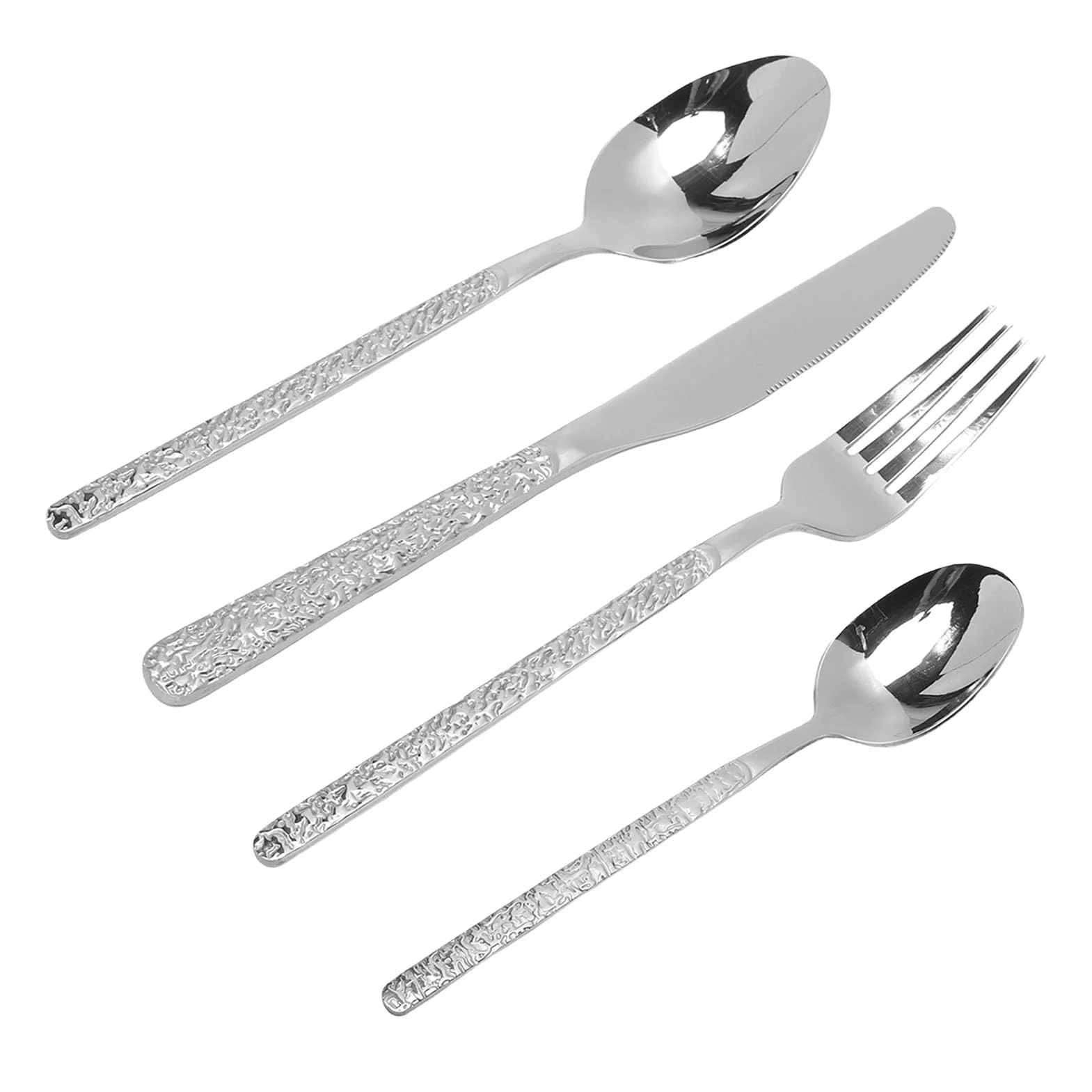 Rengue Juegos de Cubiertos Cubiertos Utensilios Apto para Lavavajillas para el Hogar Bodas Restaurantes Juego de de Acero Inoxidable de 24 Piezas Vintage Nan Kitchen (SILVER)