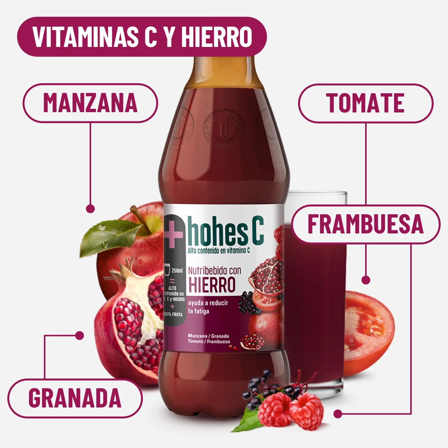 hohes C Plus Hierro Nutribebida con Hierro y Vitamina C Zumo 100% natural 1L