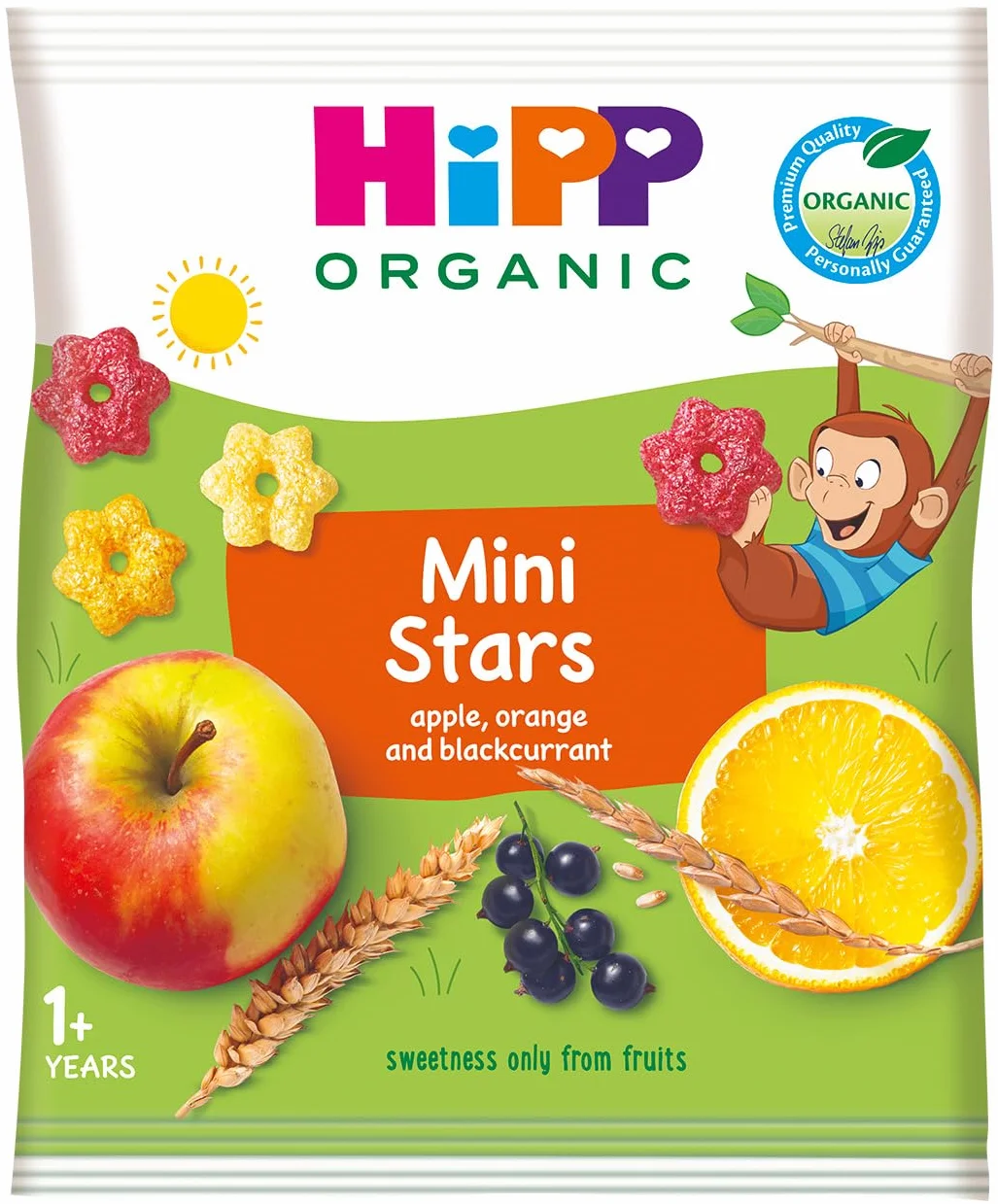 HiPP Biológico Mini Stars Snack de Estrellitas con Frutas BIO 30g Manzana Naranja Grosella Negra