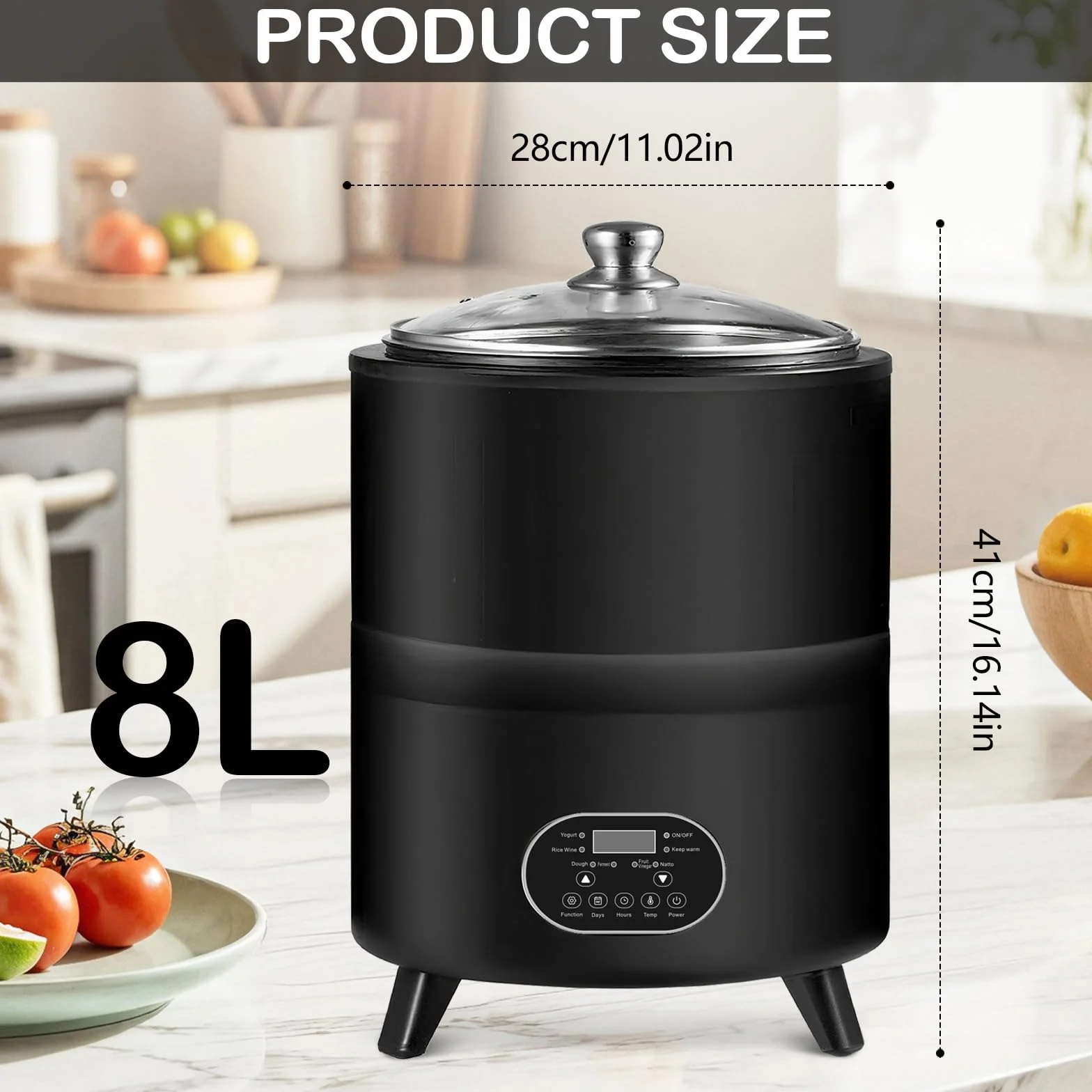 Aisny Yogurtera, Multifuncional Máquina de Yogur de 8 litros con Gran Capacidad y Pantalla de Tiempo Yogurt Maker para la Producción de Yogur en Grandes Cantidades