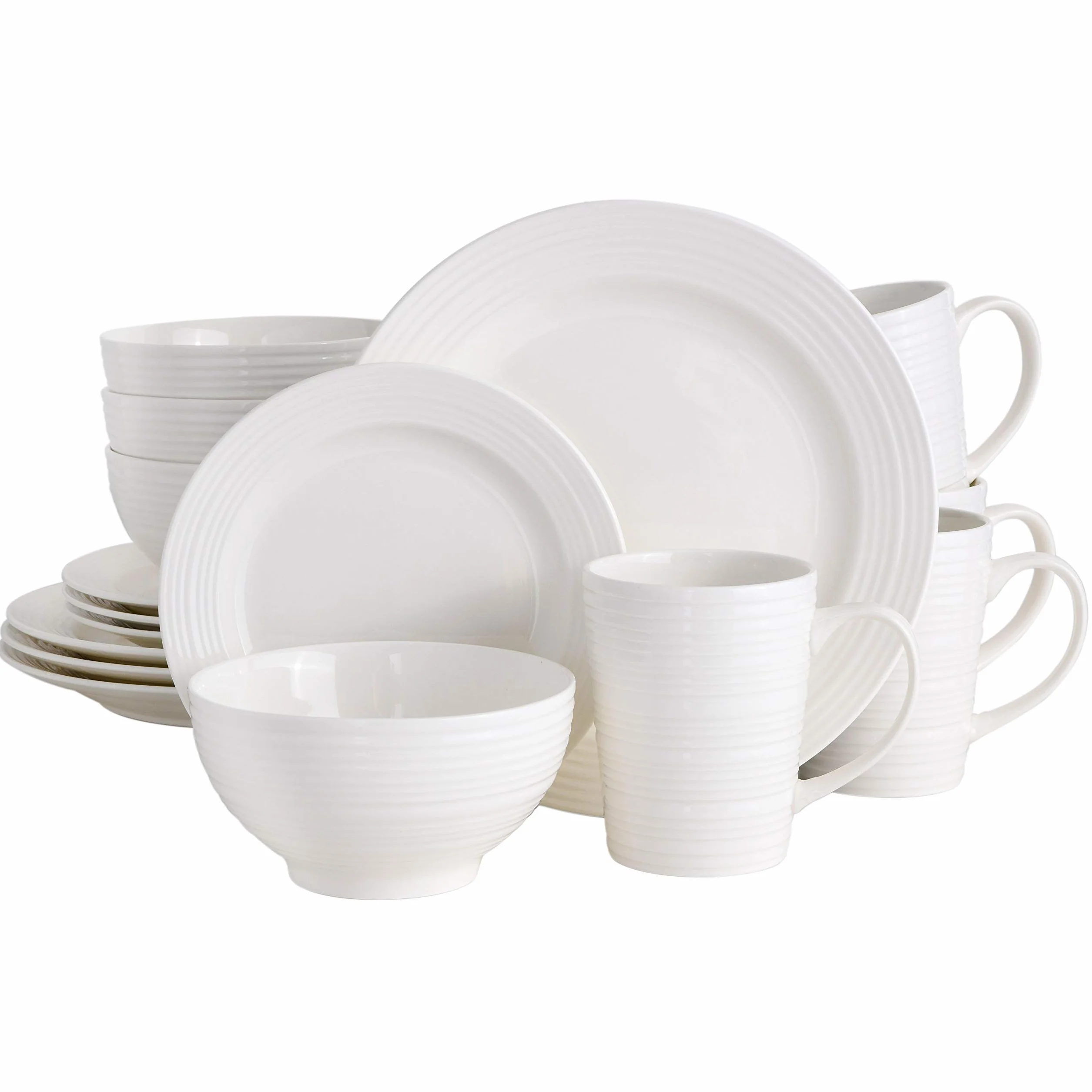 Gibson Home Amelia Court - Vajilla redonda para cuatro (16 unidades), color blanco (brillante)