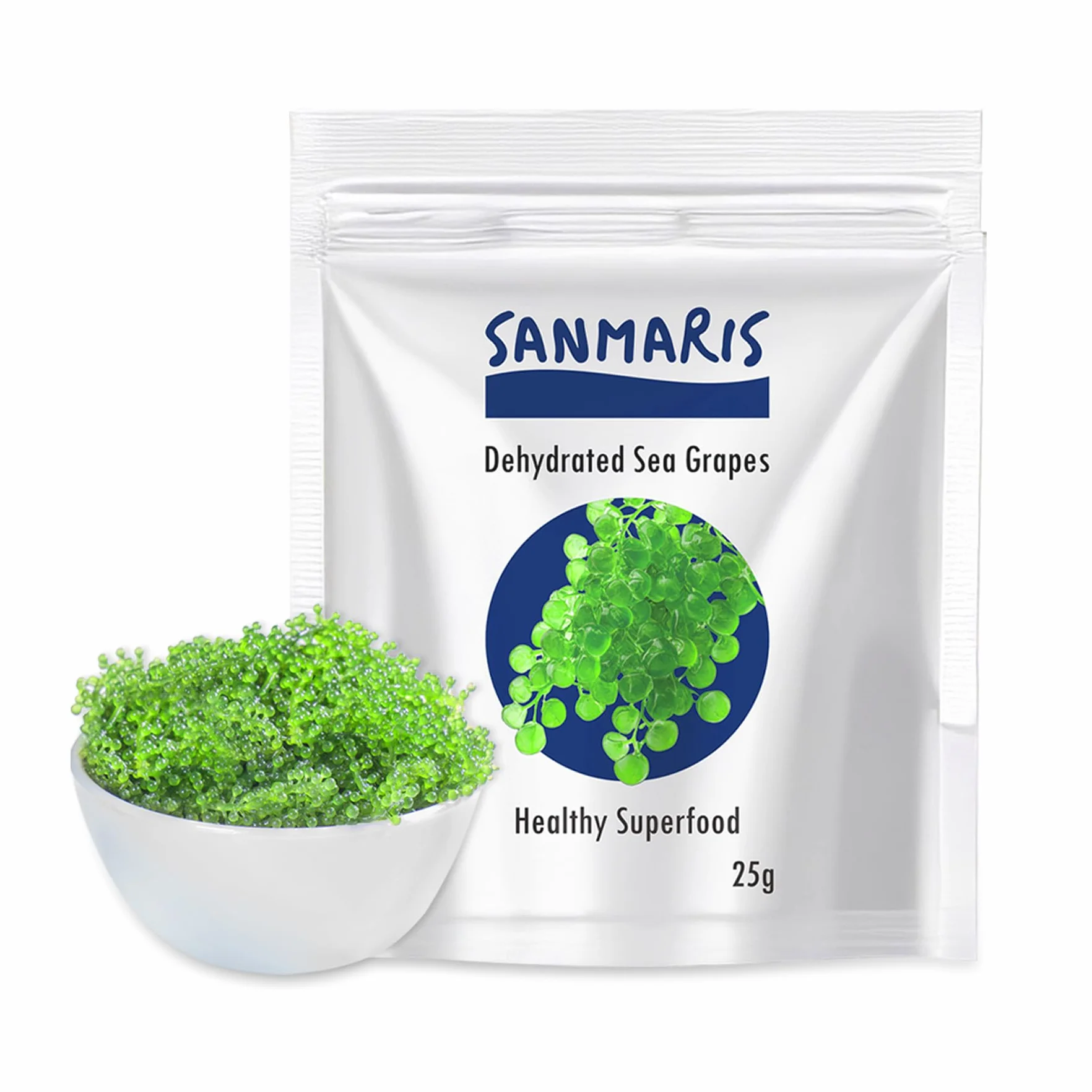 SANMARIS uvas de mar deshidratadas veganas snack de algas caviar verde 25 Gram