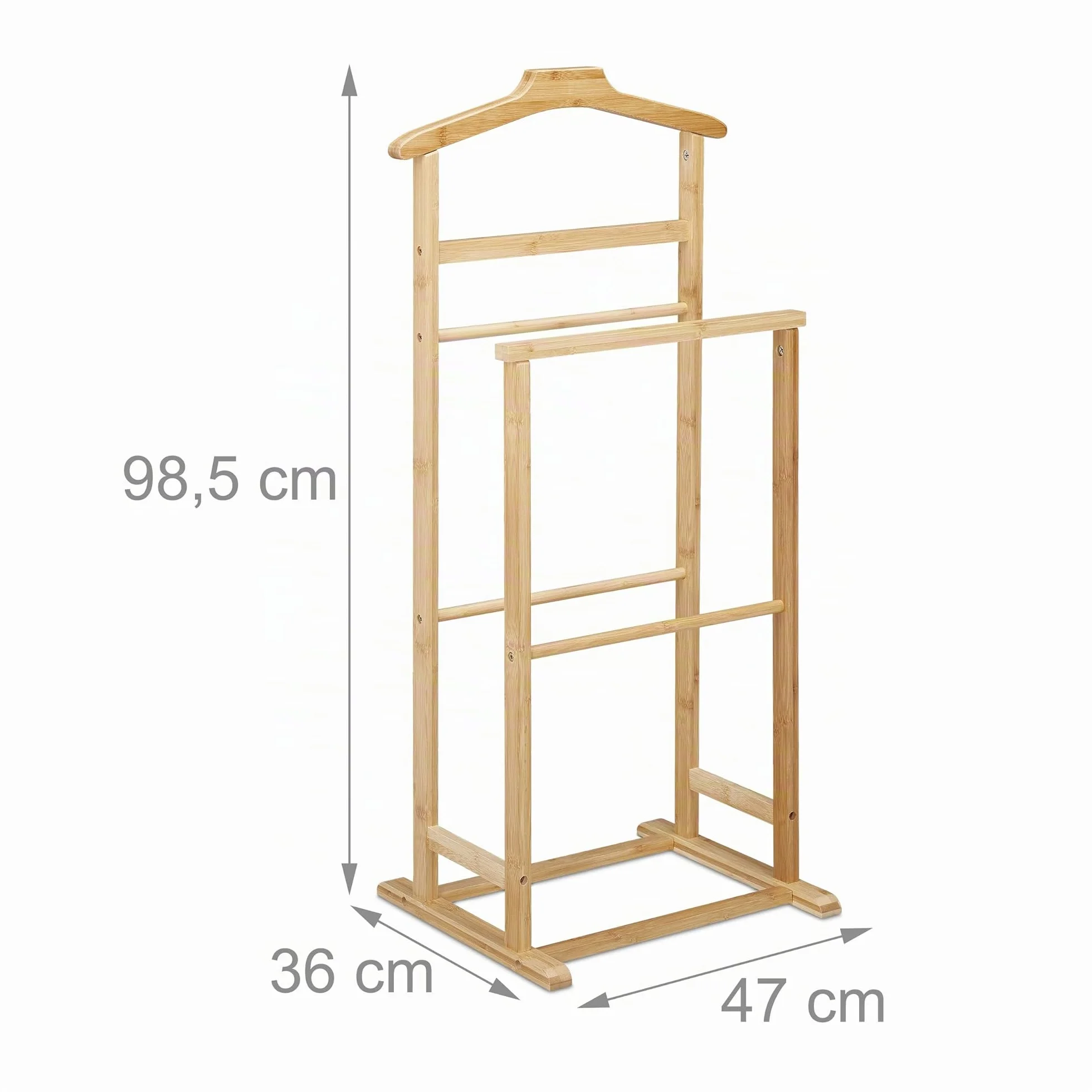 Relaxdays Galán de Noche, Colgador de Ropa Bambú, Dama y Varón, Perchero Burro Dormitorio, 98,5 x 47 x 36 cm, Natural