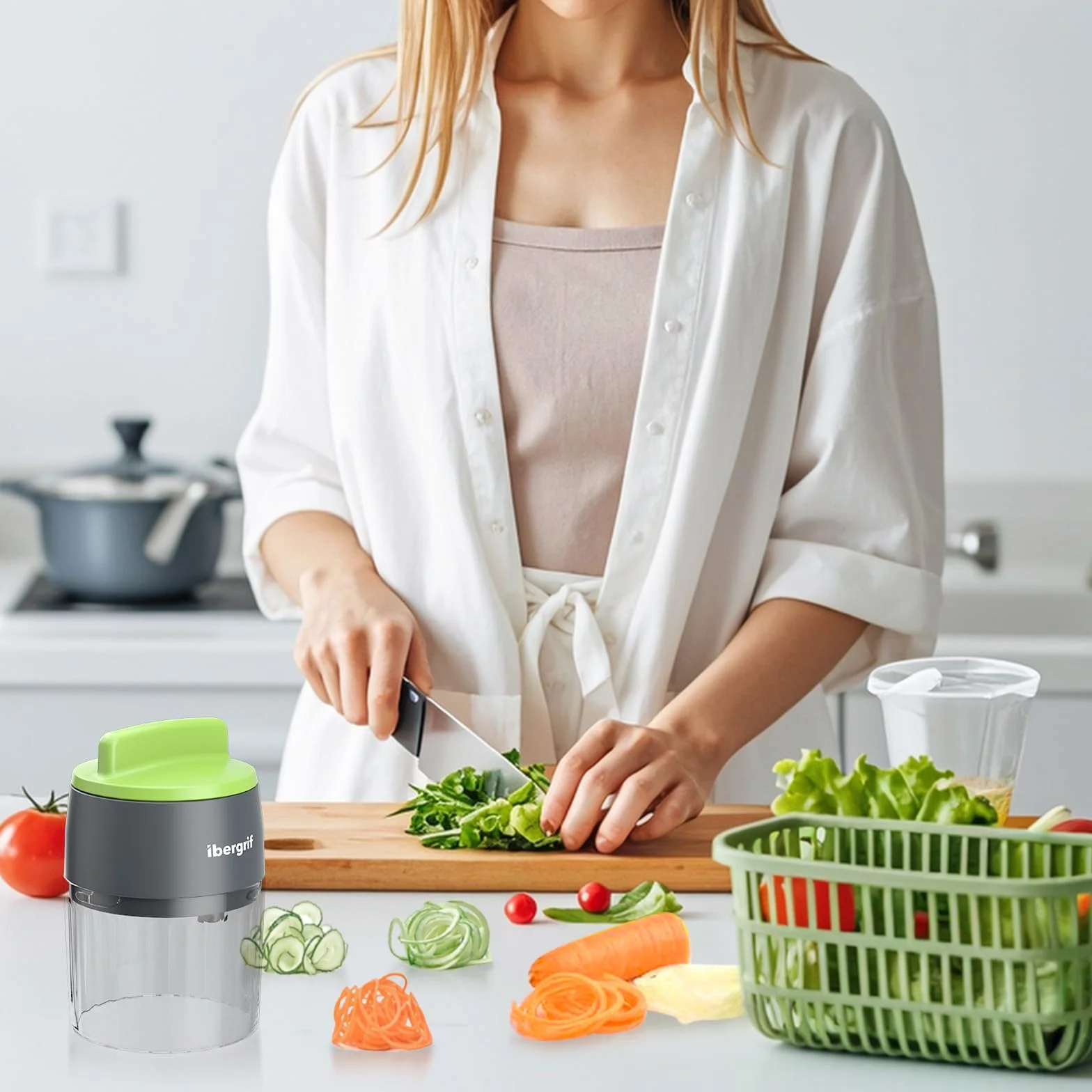 Ibergrif M522 Espiralizador de Verduras 4 en 1 Cortador Calabacin Libre de BPA