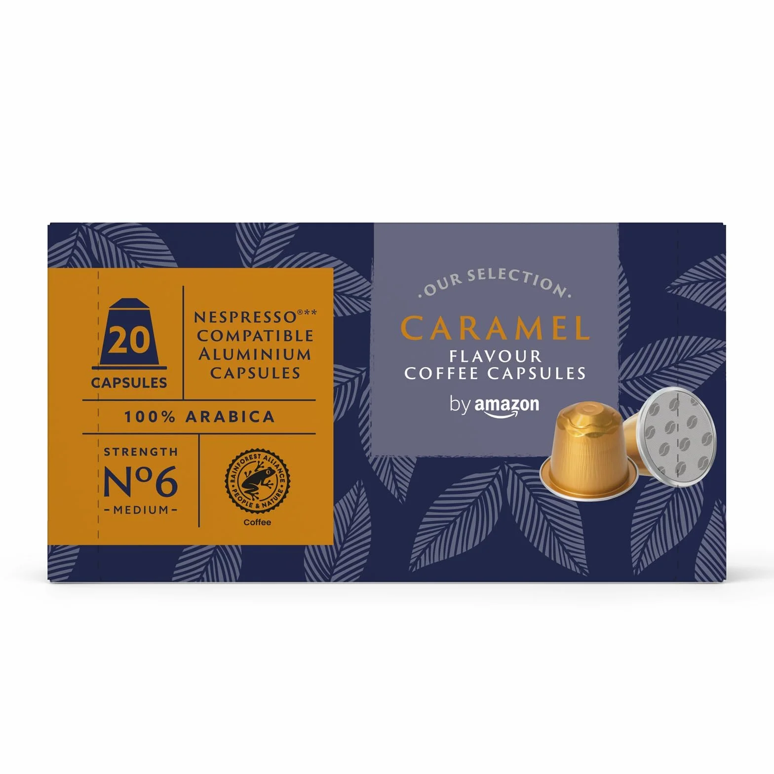 Cápsulas de Aluminio de Café Sabor Caramelo Compatibles con Nespresso, 20 Unidades, Certificadas por Rainforest Alliance