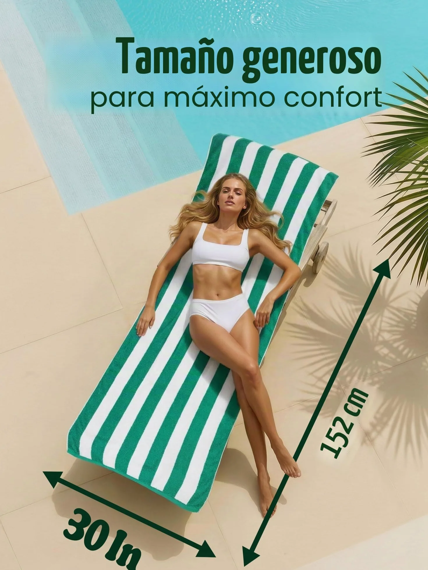 Toallas de Playa 100% Algodón 76x152 cm Juego de 4 - Rayas Multicolor
