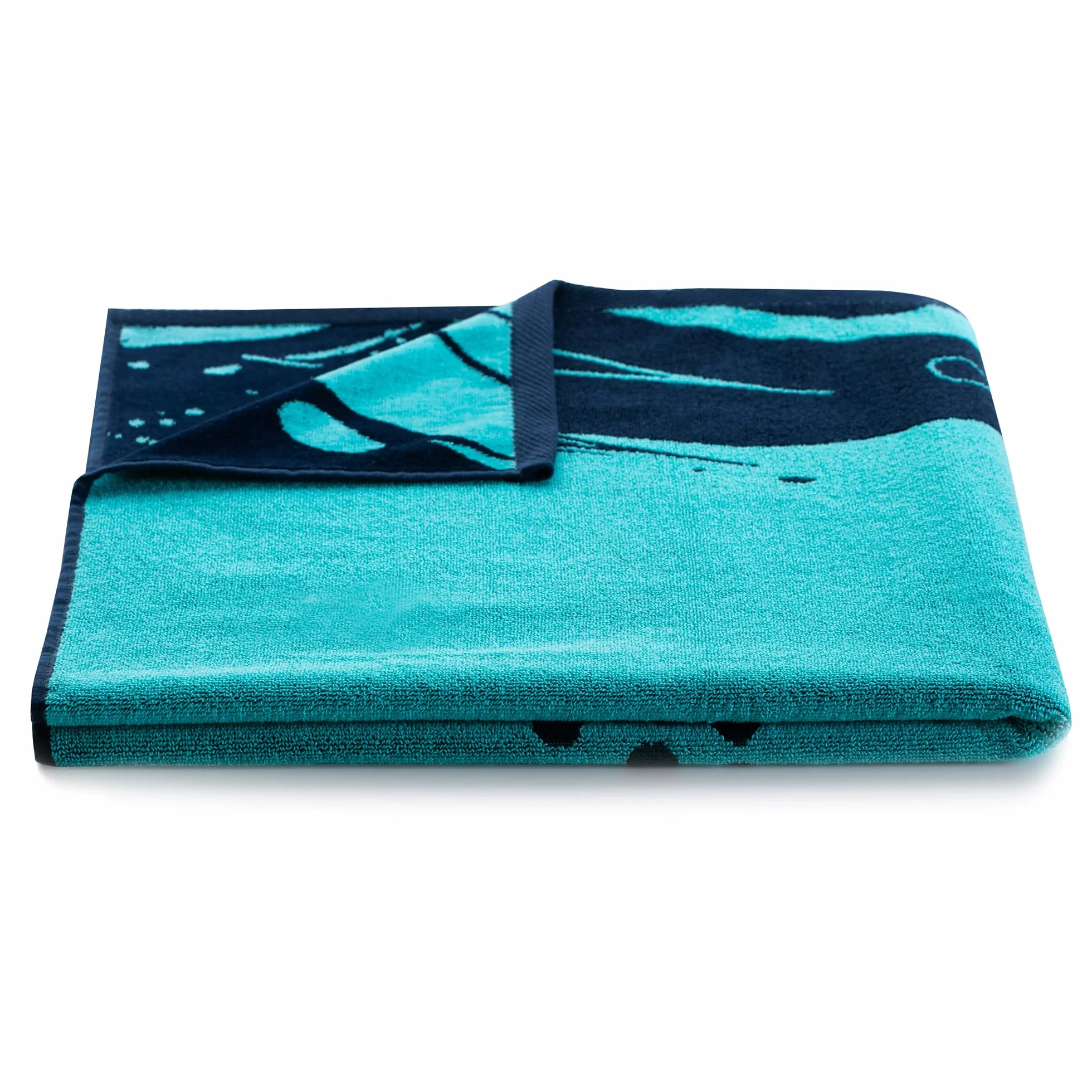 Toalla de Playa Grande 90 x 180 cm 100% algodón, Toalla de baño de Terciopelo, Color Azul Oscuro, Azul Marino, Blanco Tortuga