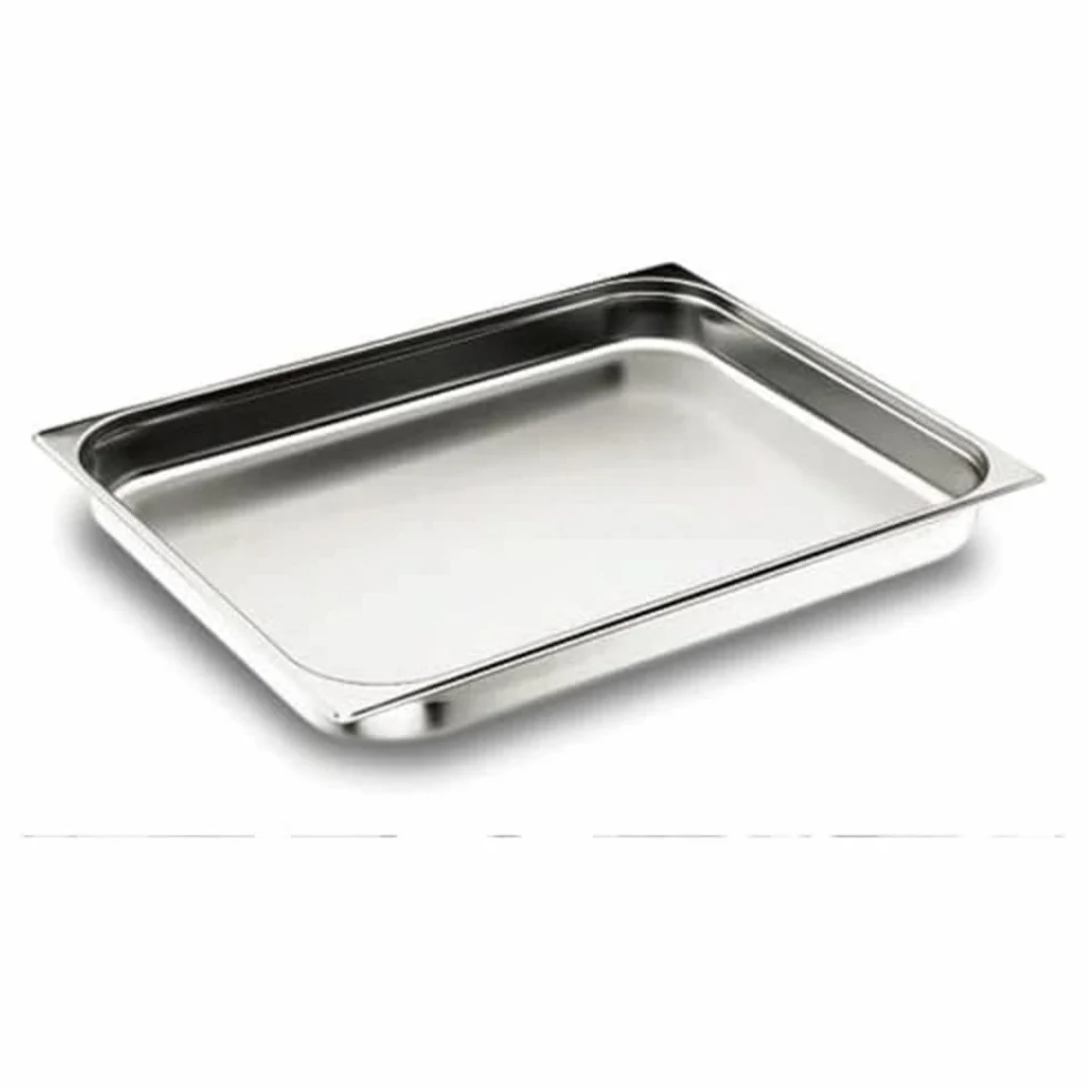 LACOR 66010 - Cubeta Gastronorm 2/1 530x650x100 Sin Asa Acero Inoxidable | En acero inox 18/10, conserva y transporta alimentos; ideal para cocina profesional y uso diario en casa, versátil y duradero