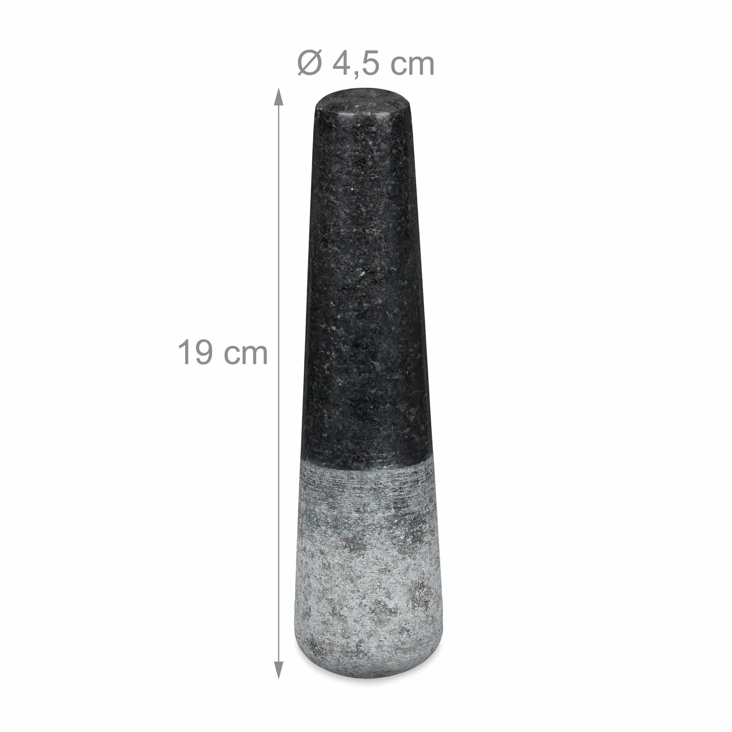 Relaxdays Mortero Granito con Mano, Resistente, Duradero, Especias, Hierbas, Moledor Piedra Pulida, 13cm Ø, 500ml, Negro